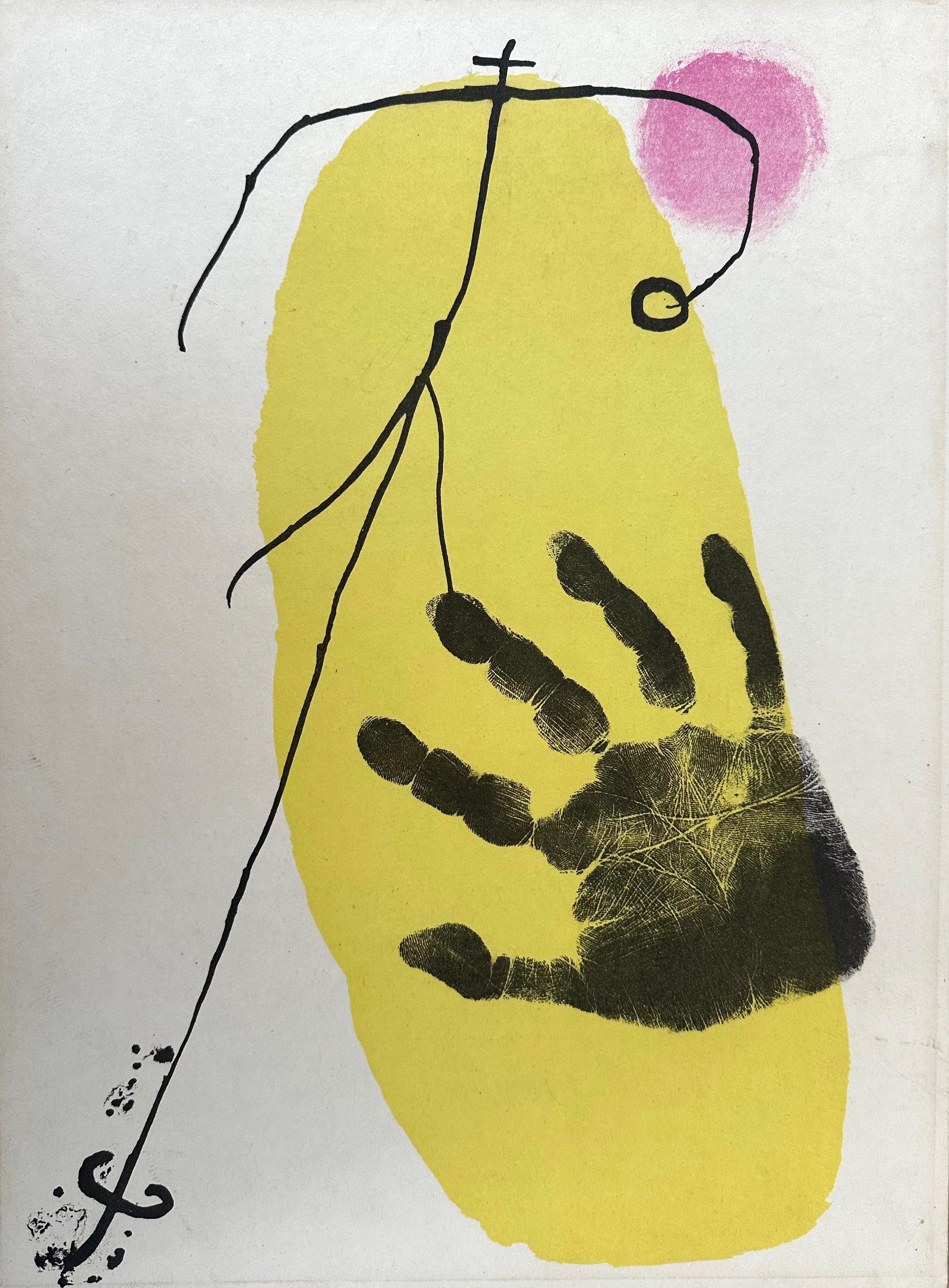 Joan Miró Abstract Print - Empreinte de main sur fond jaune (Handprint on Yellow Background)