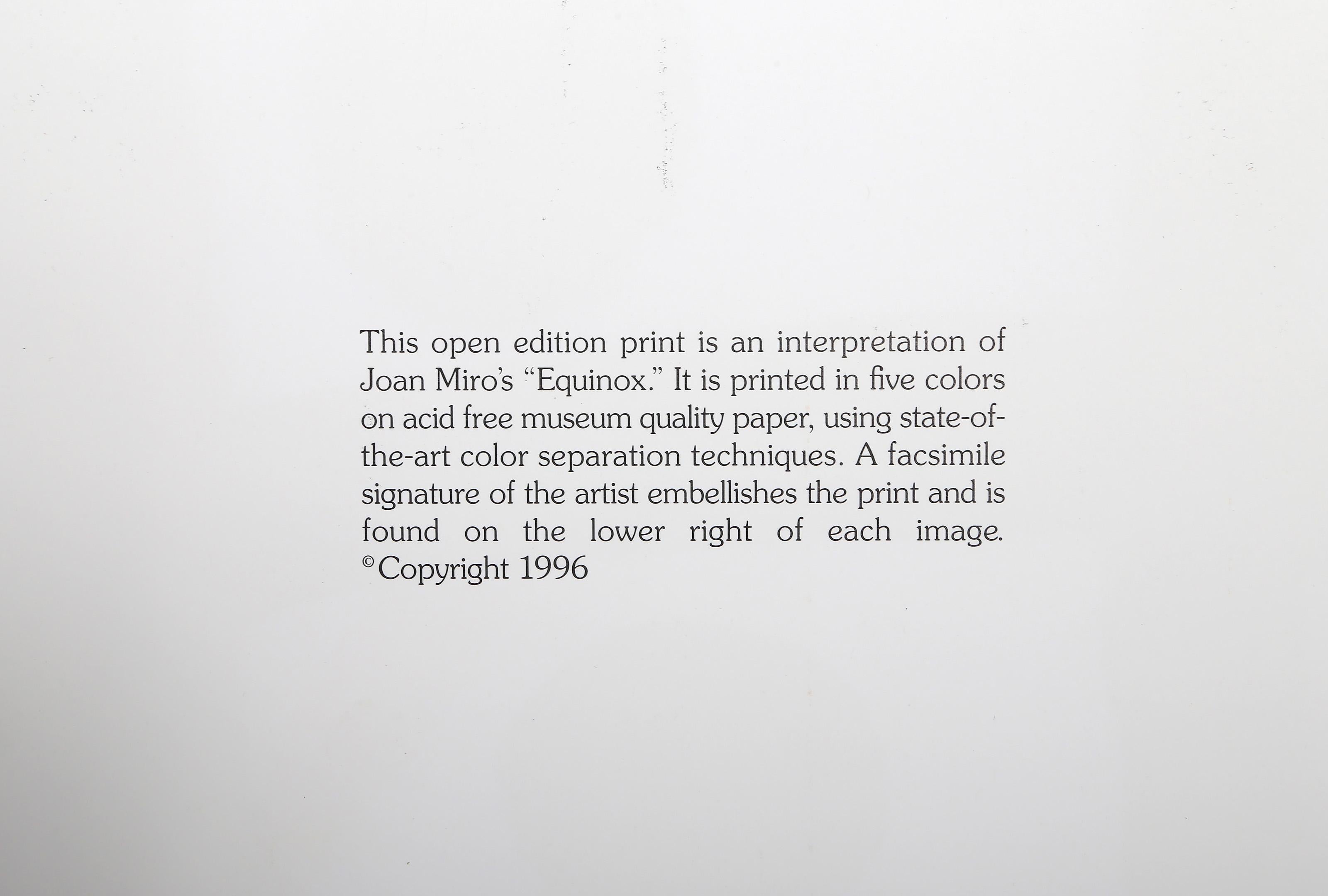 Equinoxe, Modern Offset Lithograph Poster after Joan Miro - Print by Joan Miró