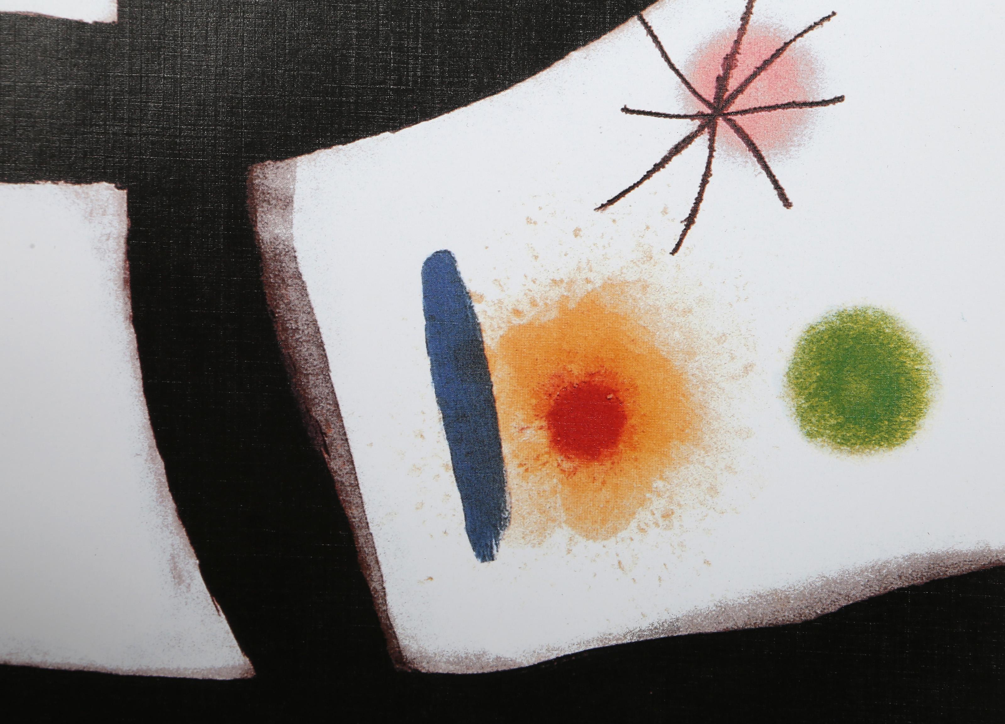 Equinoxe, Modern Offset Lithograph Poster after Joan Miro - Gray Abstract Print by Joan Miró