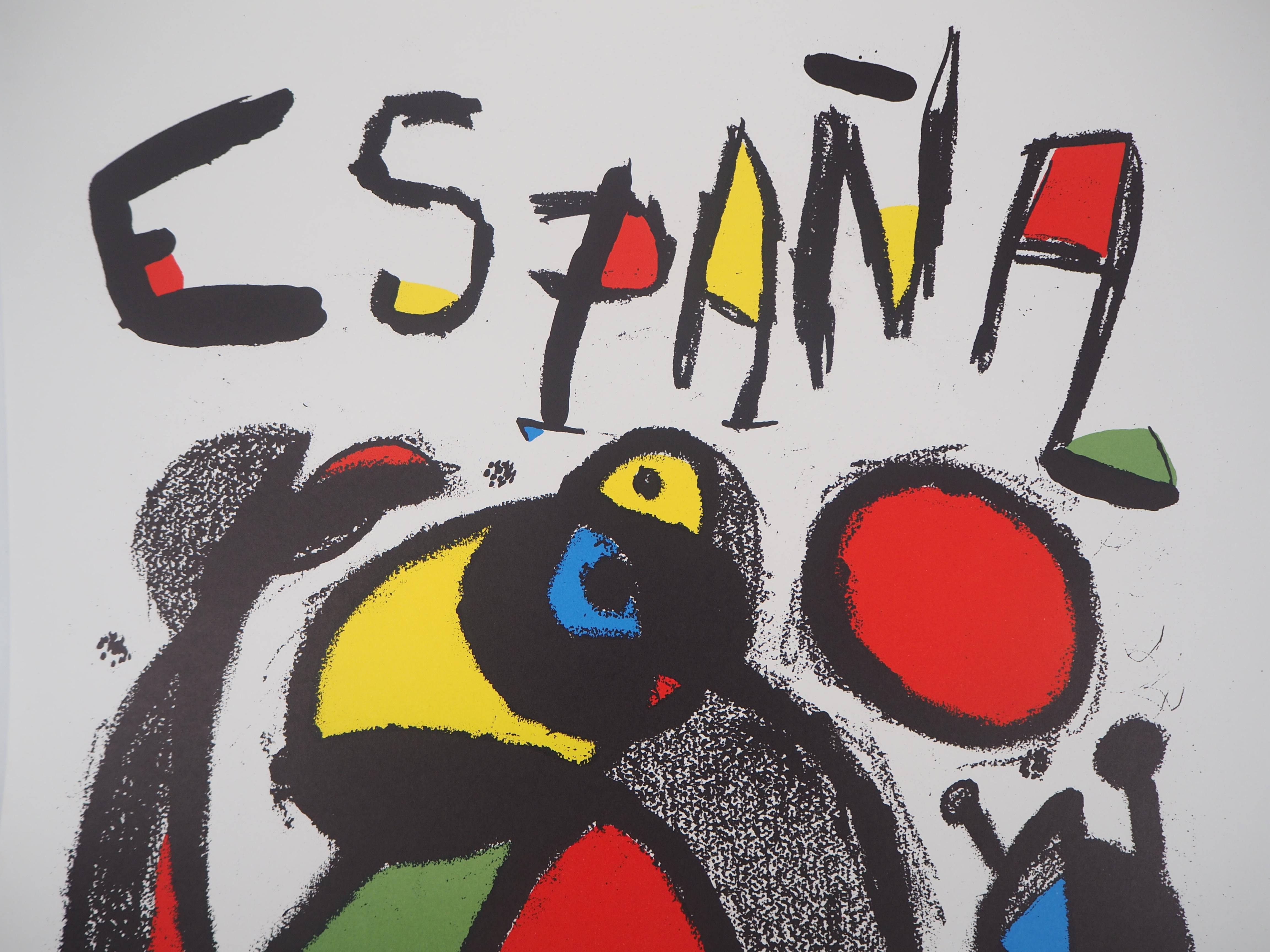 Espana, Surrealist figure - Original lithograph, 1982 2
