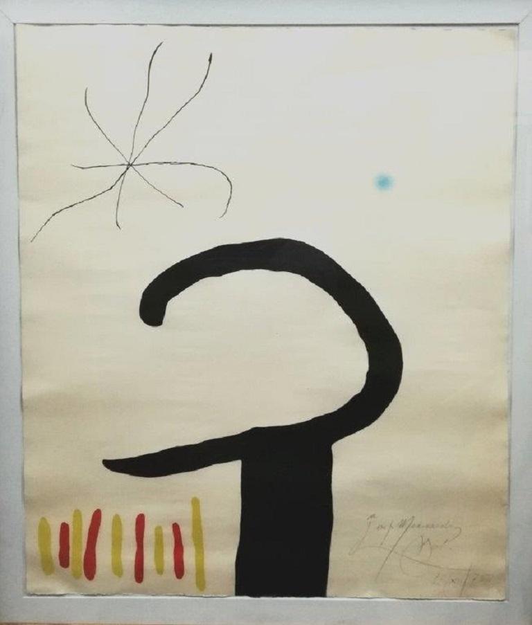 Joan Miró Abstract Print - "Espriu", a rare Artist’s Proof of an abstract coloured etching, signed by Miró