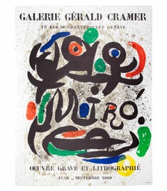 Affiche d'exposition Galerie Gerald Cramer - Lithographie de Joan Mirò - 1969