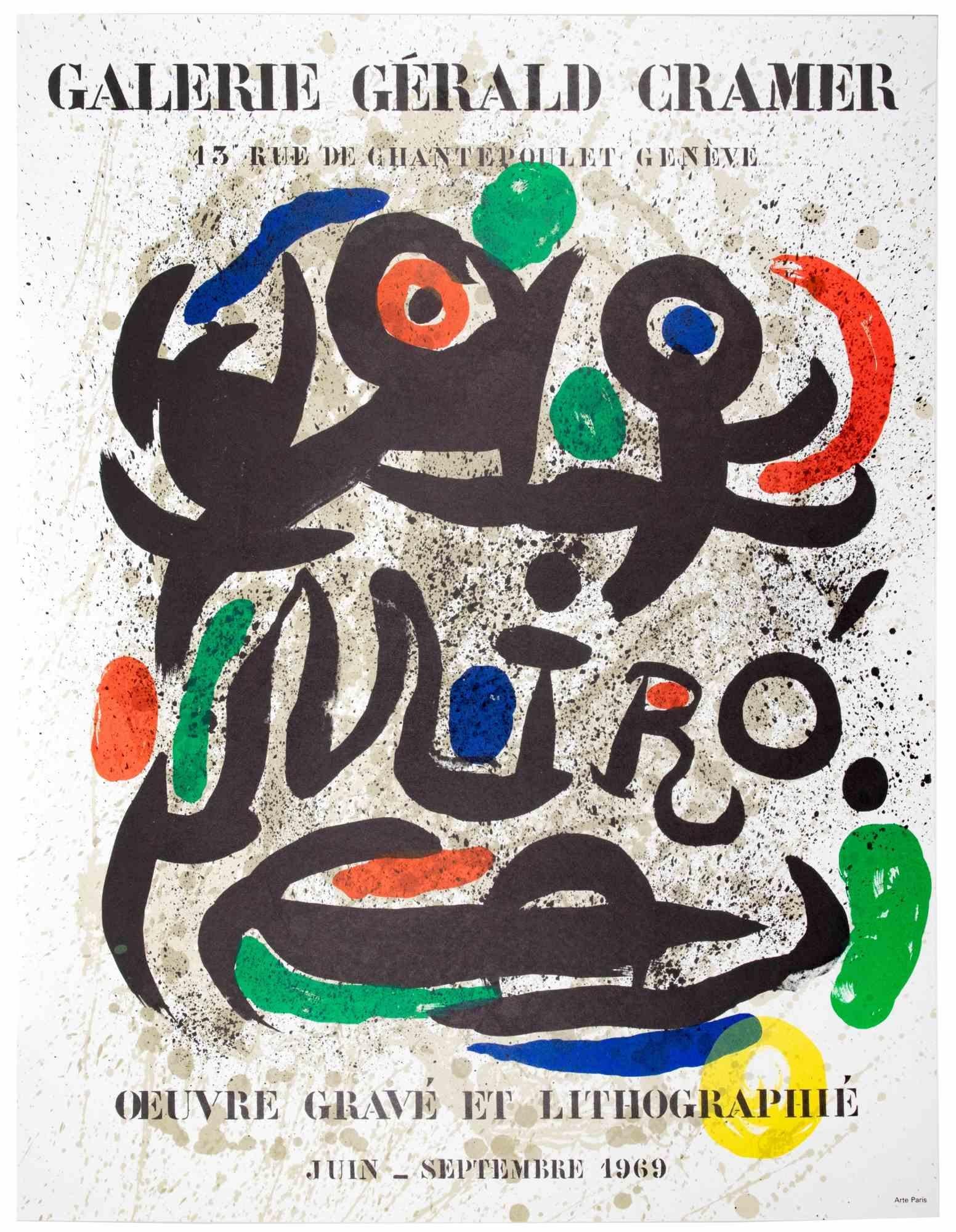 Joan Miró Print – Ausstellungsplakat Galerie Gerald Cramer - Lithographie von Joan Mirò - 1969
