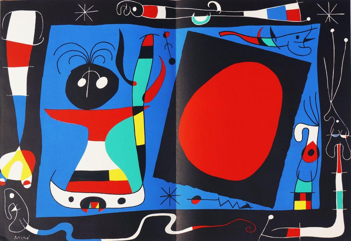 Femme au miroir (Mujer en el espejo) - Abstract Print Púrpura de Joan Miró