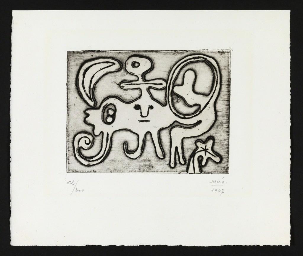 Femme et Oiseau Devant la Lune - Print by Joan Miró