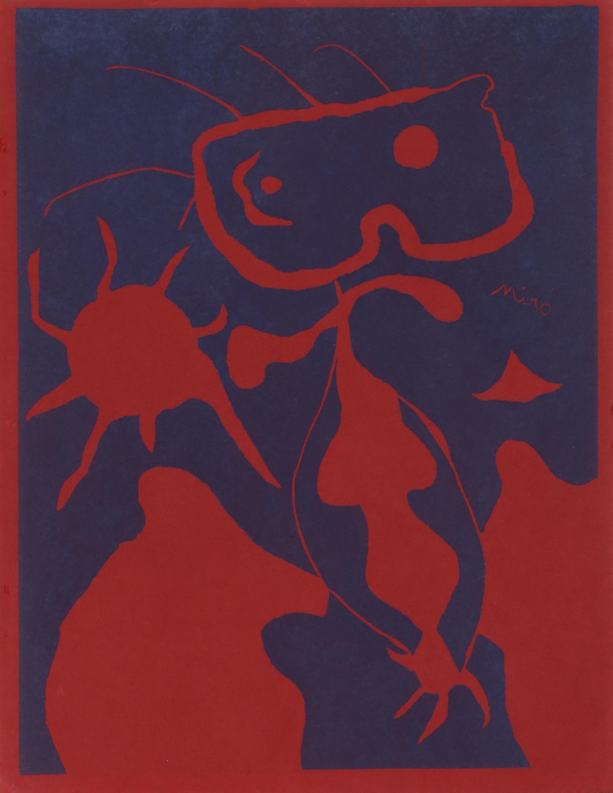 Femme pour XXe Siecle, Linocut 1938 by Joan Miro - Print by Joan Miró