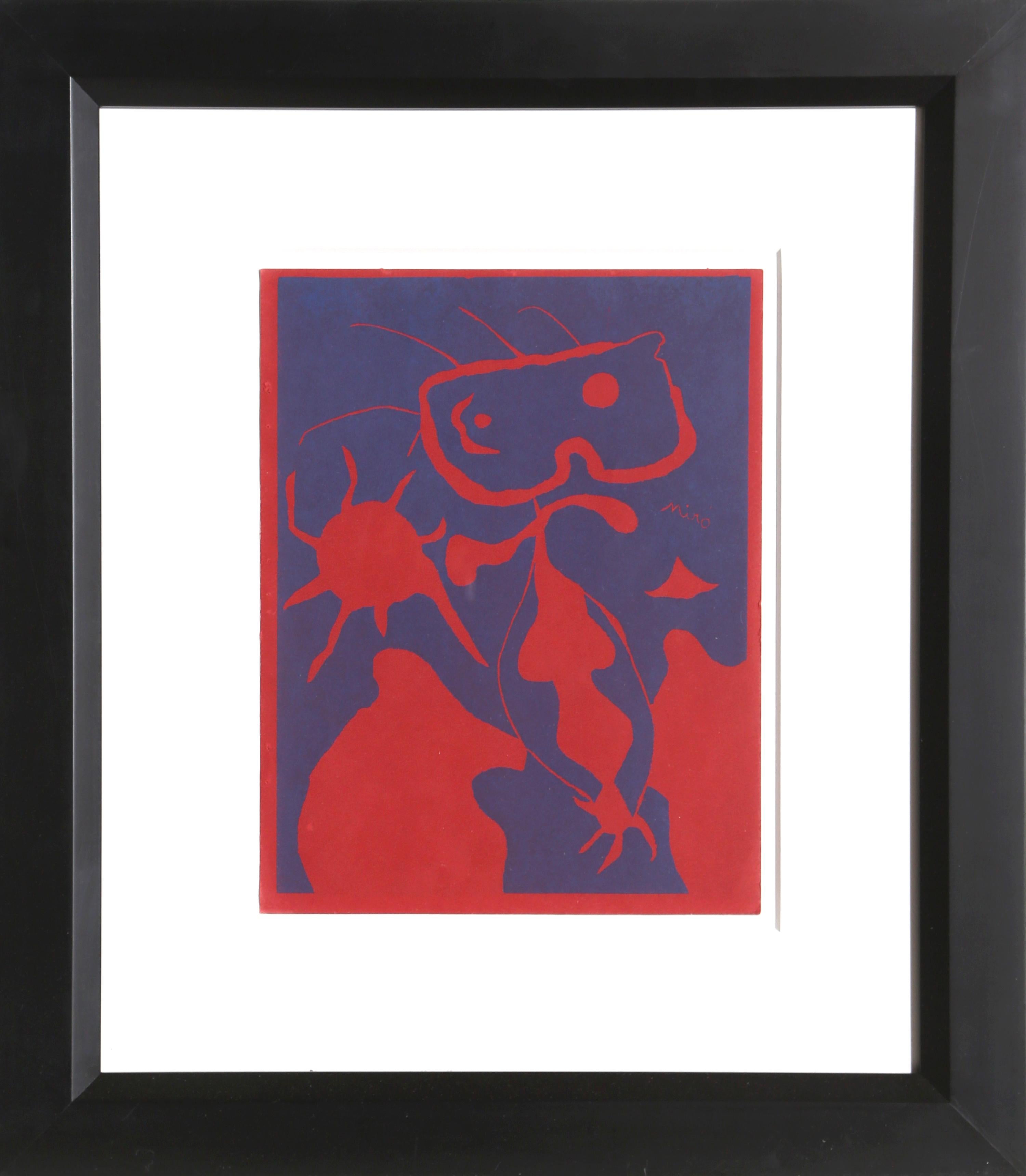Joan Miró Figurative Print - Femme pour XXe Siecle, Linocut 1938 by Joan Miro