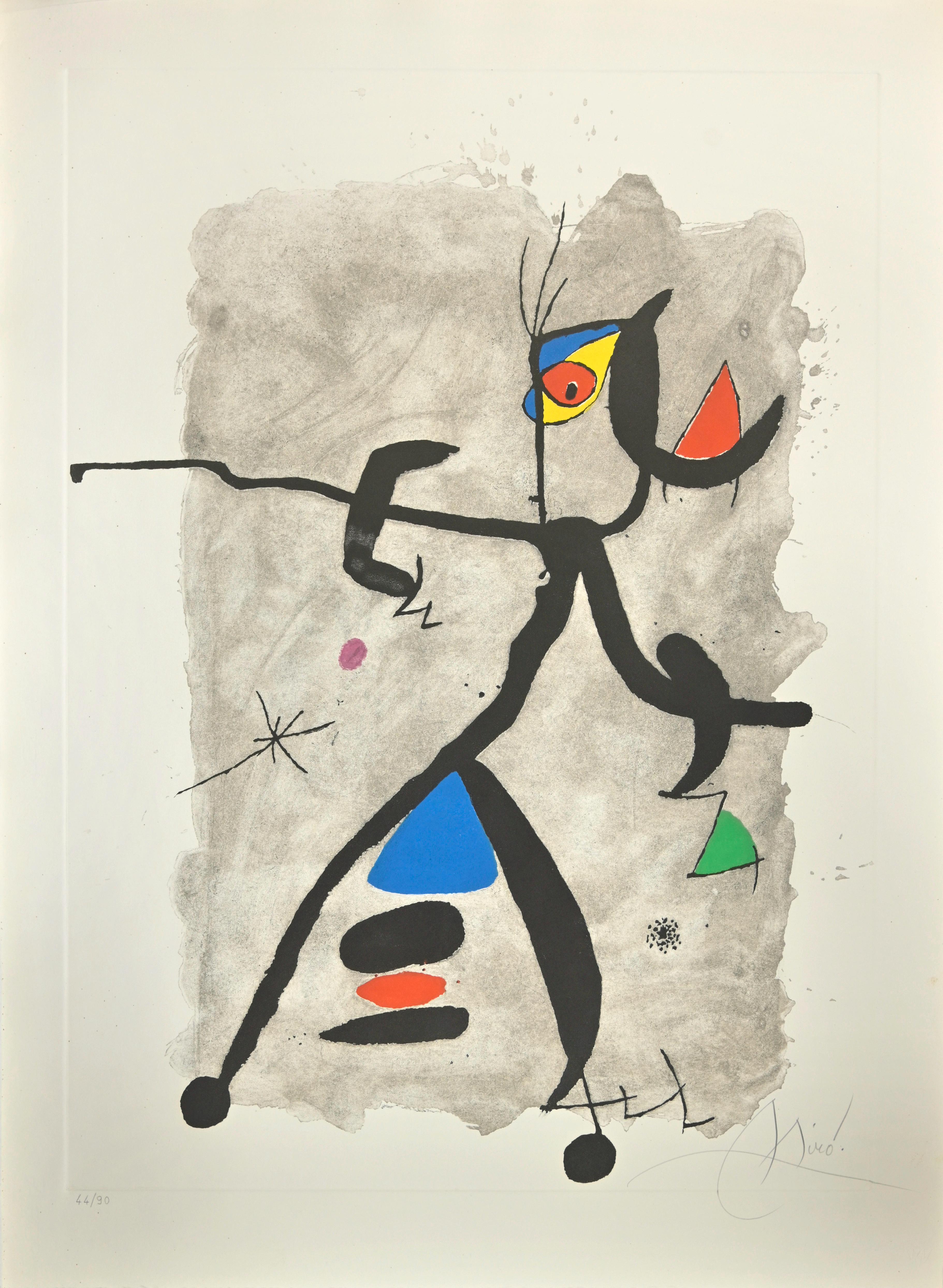 Joan Miró Abstract Print – Für Alberti, für Spanien! - Radierung von Joan Mirò - 1975