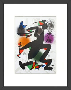 Framed 1975 Lithografia Original IV Lithograph by Joan Miró