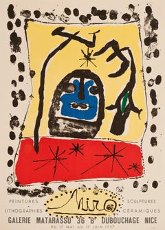 Affiche d'exposition de la Galerie Matarasso par Joan Miro, expressionnisme abstrait