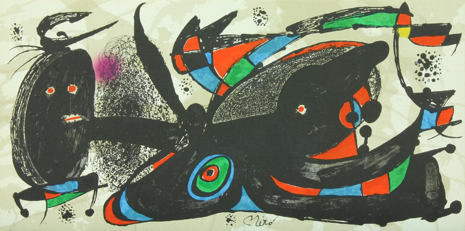 "Gran Bretanya" abstract lithograph from "Escultor" suite of seven by Joan Miró. Plate-signed Miró on front. Unframed/never framed. Miro Escultor Gran Bretanya hand-written in pencil on back. 