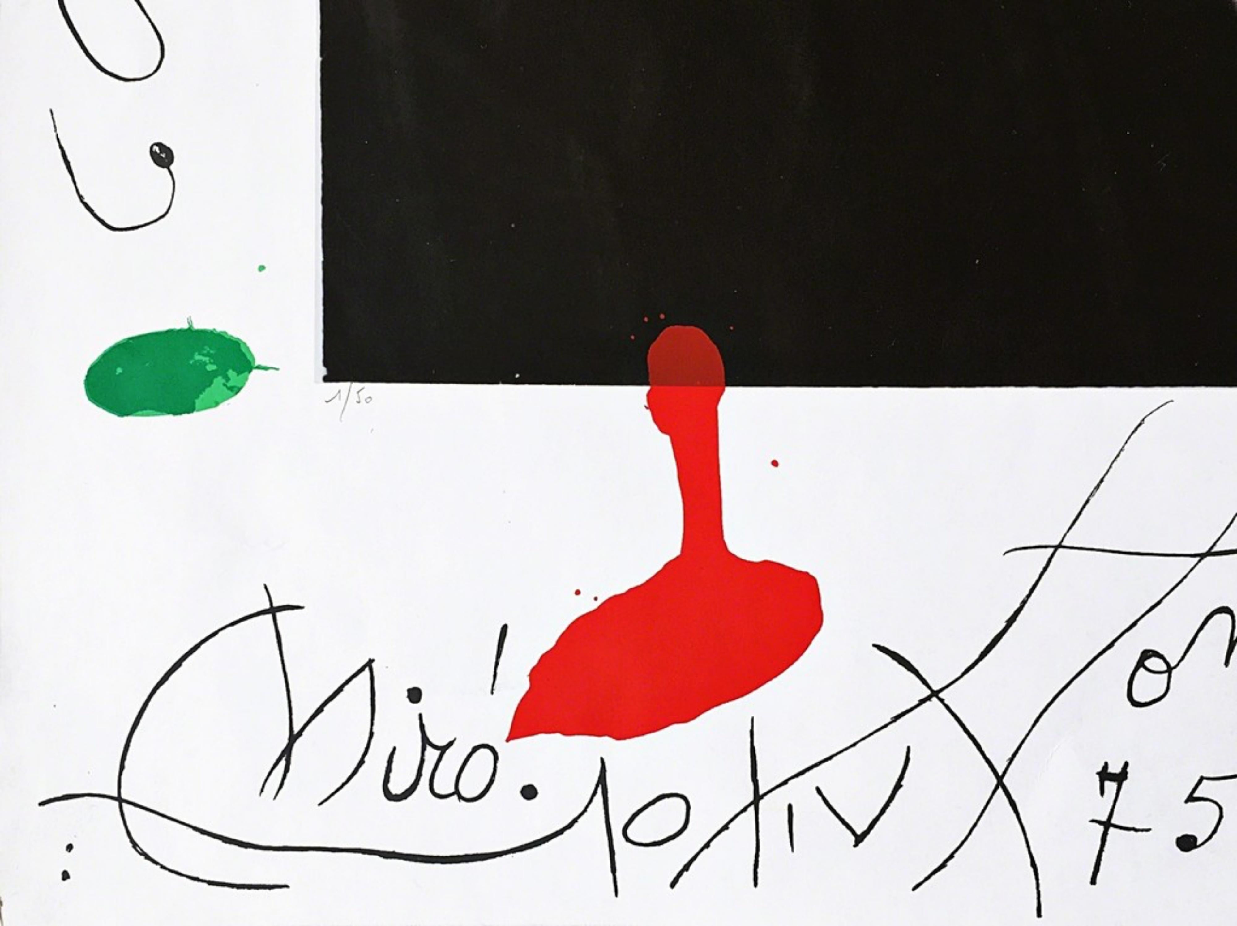 Joan Miro
Hommage à Picasso, 1975
Sérigraphie et photographie sur papier vélin. Signé deux fois : signé à la main, numéroté 1/50 au crayon et daté, et également signé sur la plaque. (d'un très petit tirage de seulement 50 exemplaires)
20 × 24