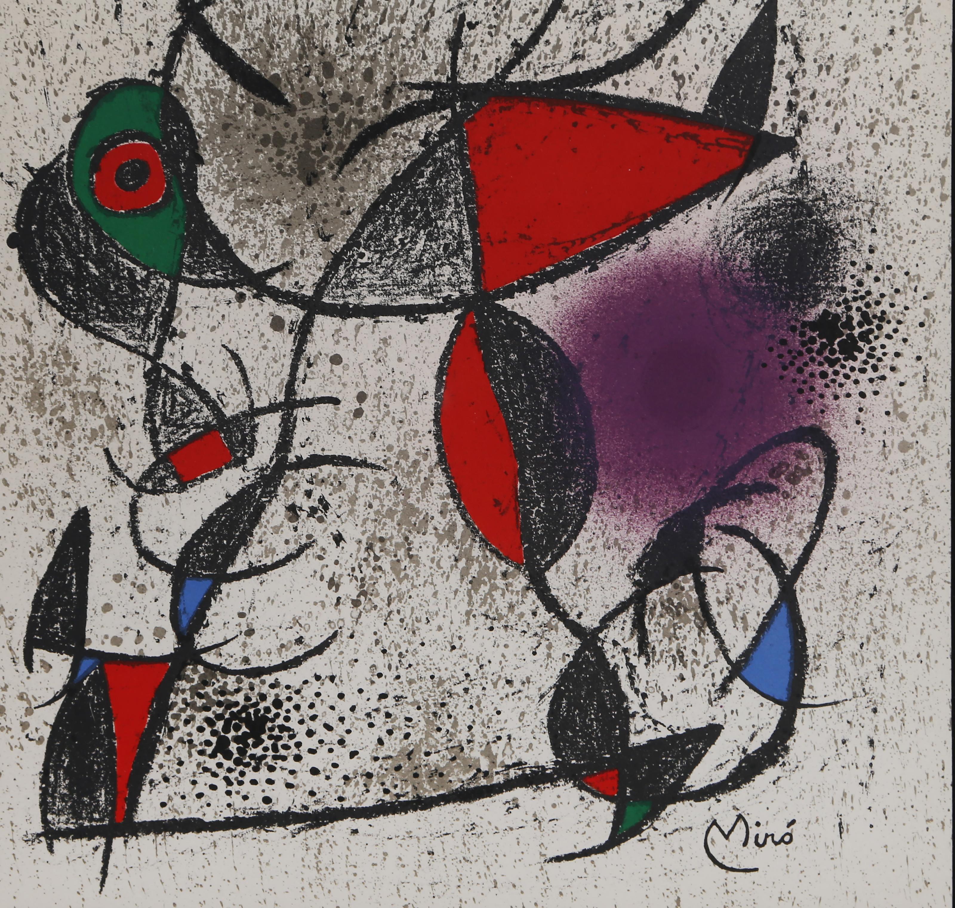 Jaillie du Calcaire, 1972 Lithograph by Joan Miro - Gray Abstract Print by Joan Miró
