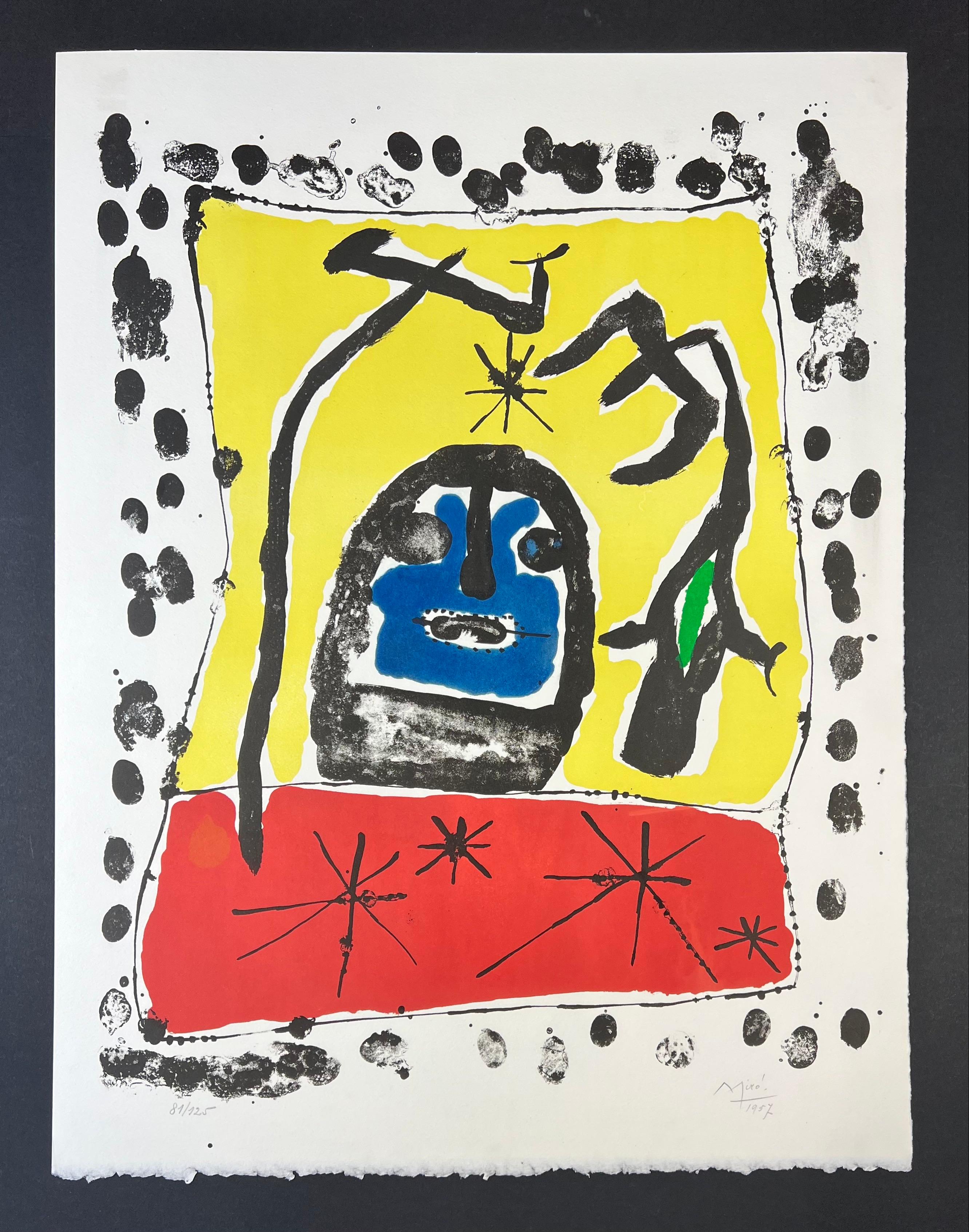 Color lithograph on Arches paper , edited in 1957
Limited edition of 125 copies
signed in pencil by artist in lower right corner and numbered 81/125 in lower left corner
Paper size: 63 x 48,2 cm
very good conditions , with strong deep