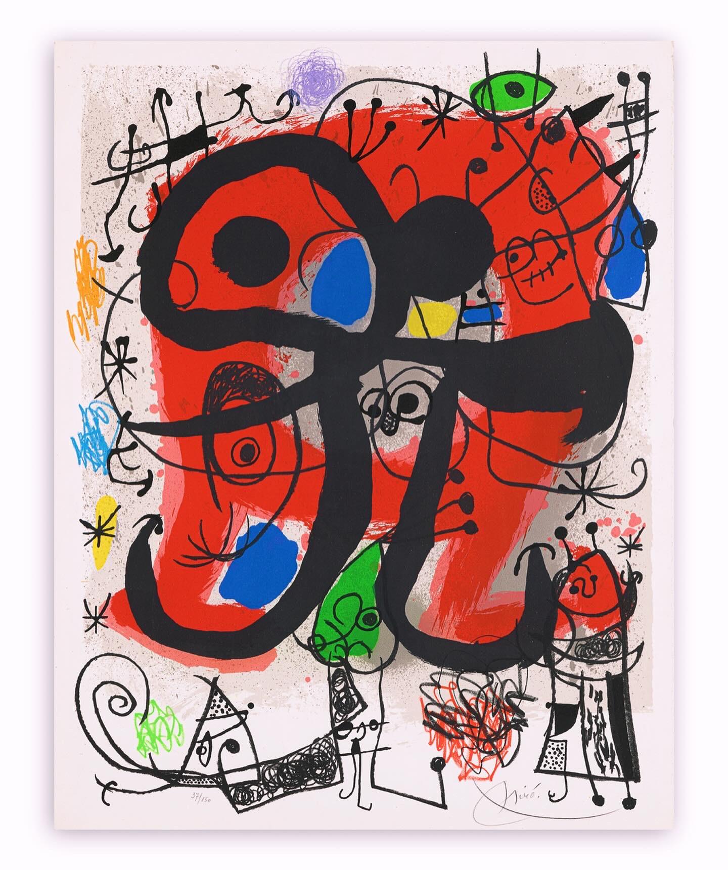 Lithographie couleur sur papier Arches, éditée en 1971
Edition limitée à 150 exemplaires
Signé à la main par Joan Miró au crayon dans la marge inférieure droite,
et numérotée 37/150 dans le coin inférieur gauche
format du papier : : 66 x 52