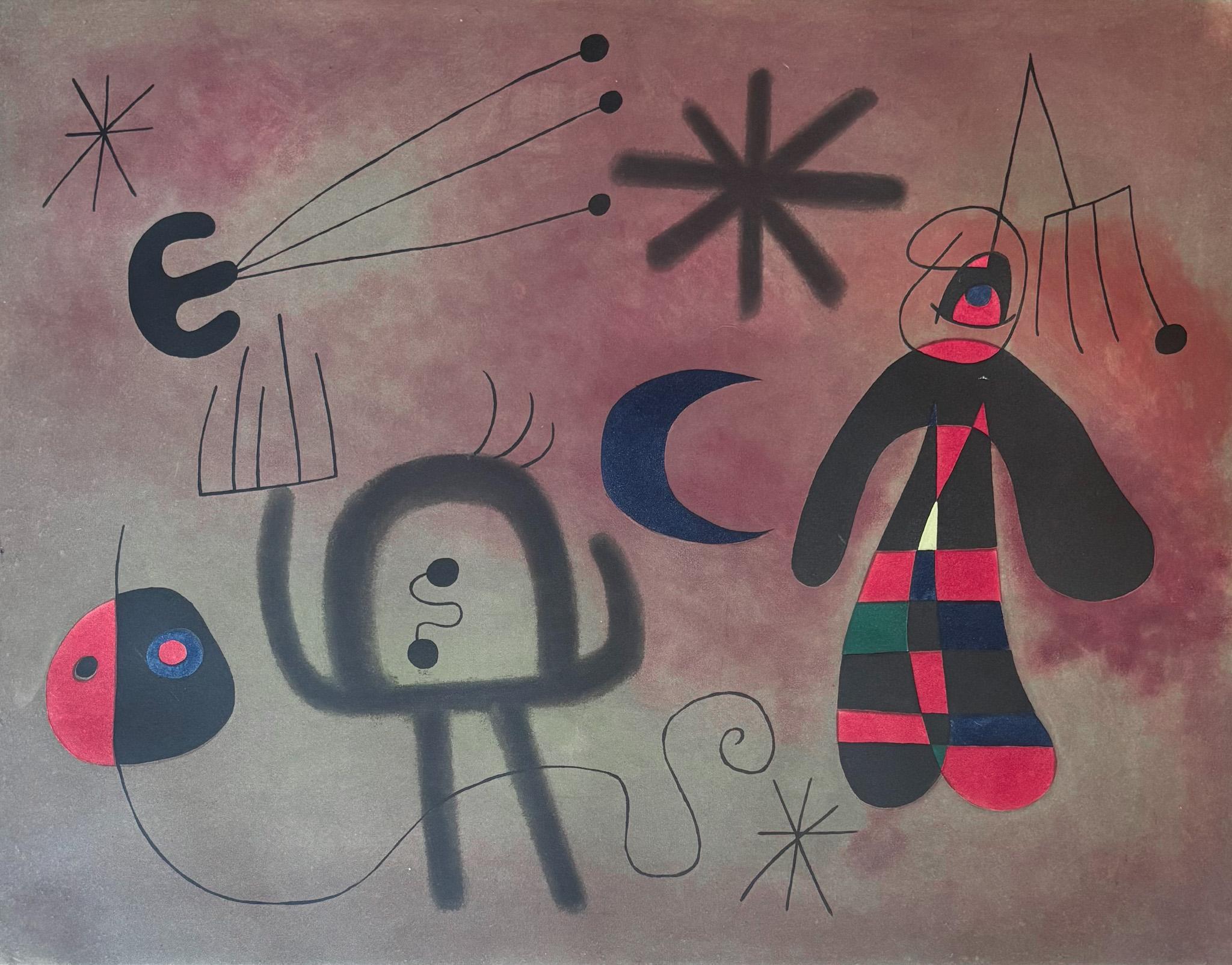 Joan Miró (1893–1983) - L'Oiseau Fusée - Coloured etching - 1952 For Sale 2