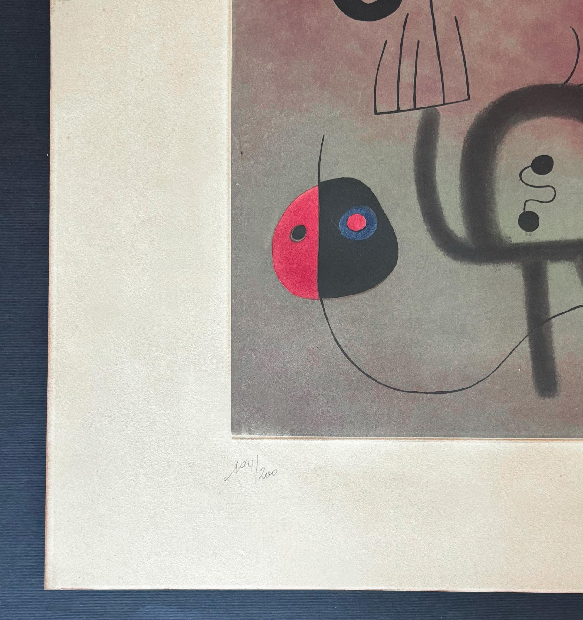 Joan Miró (1893–1983) - L'Oiseau Fusée - Coloured etching - 1952 For Sale 5