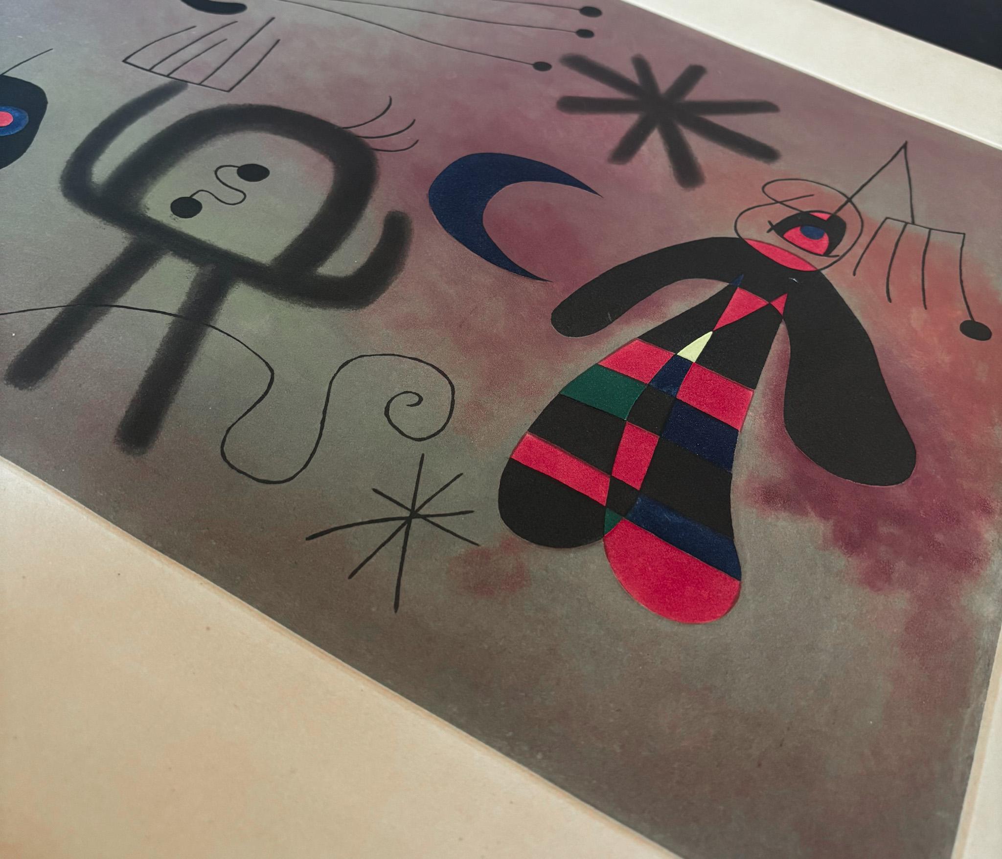 Joan Miró (1893–1983) - L'Oiseau Fusée - Coloured etching - 1952 For Sale 3