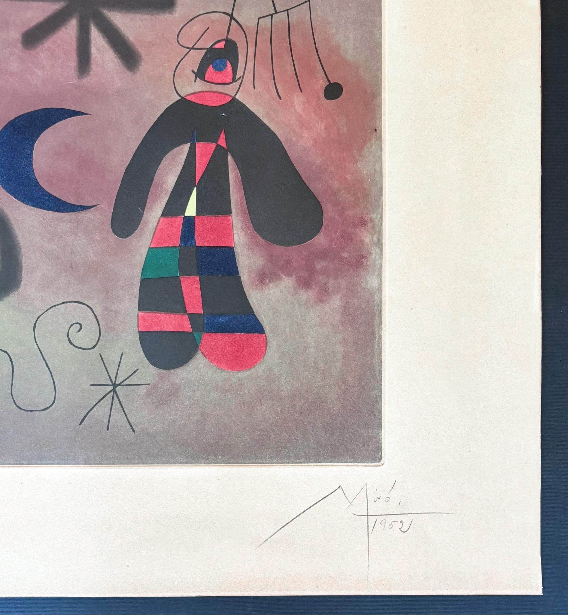 Joan Miró (1893–1983) - L'Oiseau Fusée - Coloured etching - 1952 For Sale 6