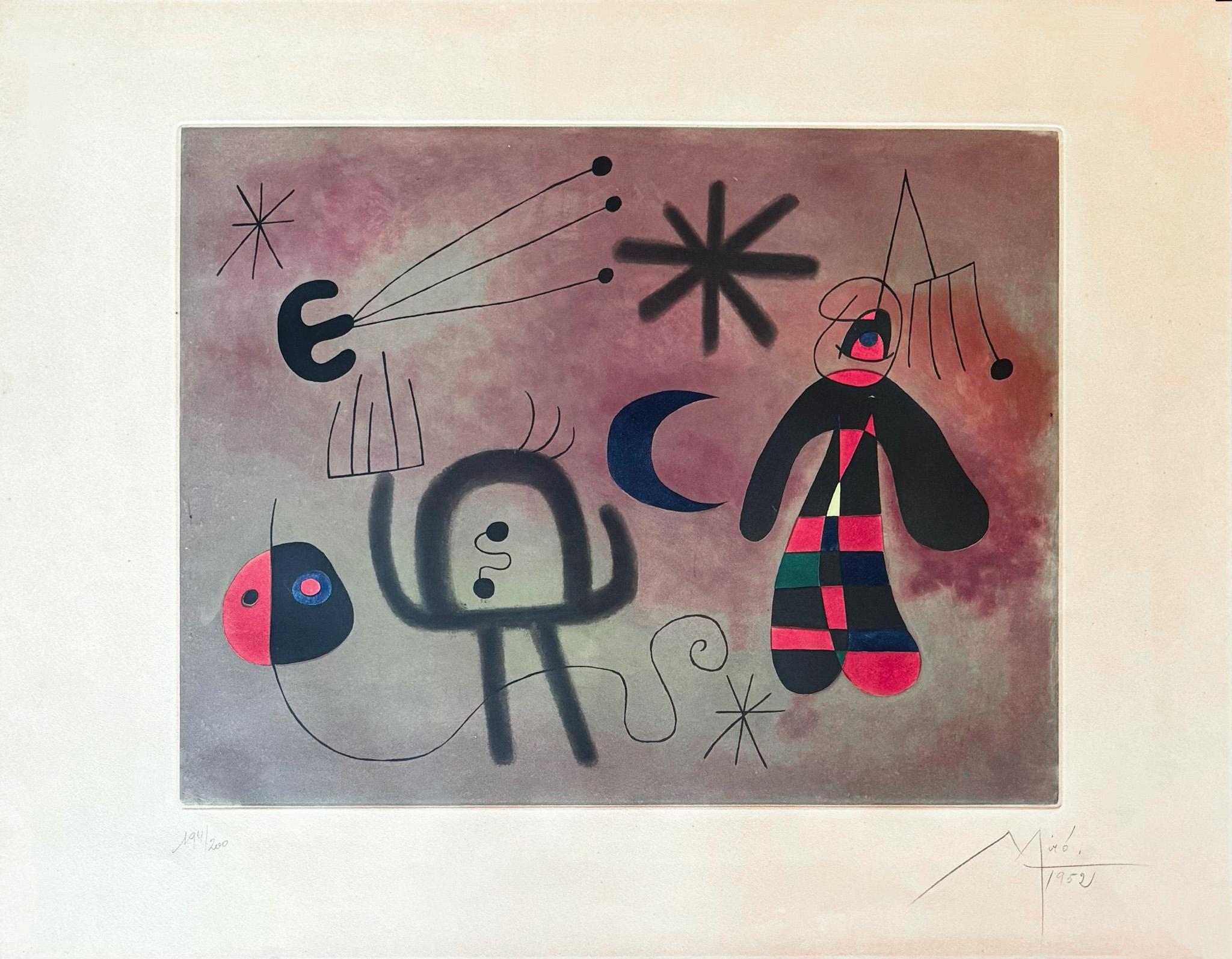 Coloured etching
 Published in 1952
Limited edition of 200 copies 
Artist's signature and numbering in pencil 
Numbered copy: 194/200
 Paper size: 49 x 64 cm 
good condition, slightly oxidised sheet
Bibliography: Dupin 898   

A copy of the