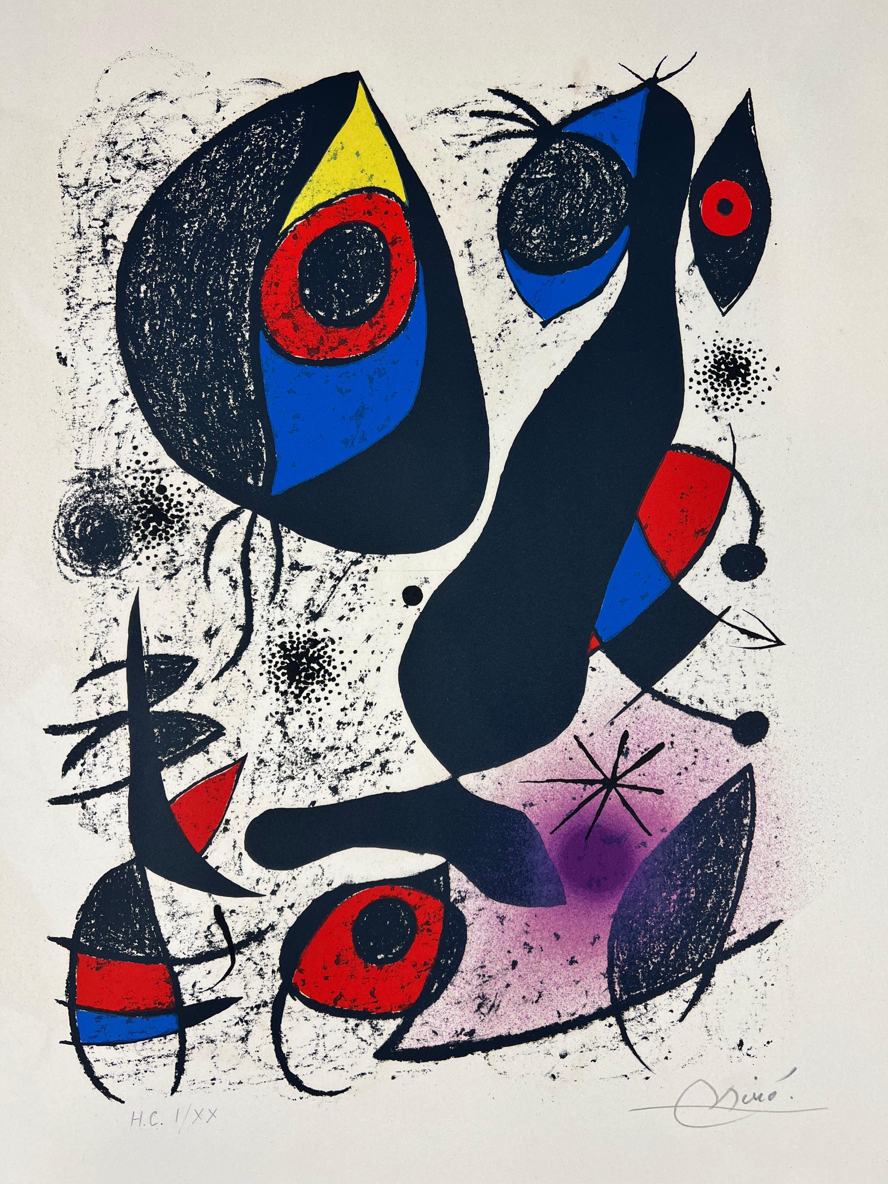Joan Mir ( 1893 1983) « Mir a lencre » lithographie signée à la main 1972 - Print de Joan Miró