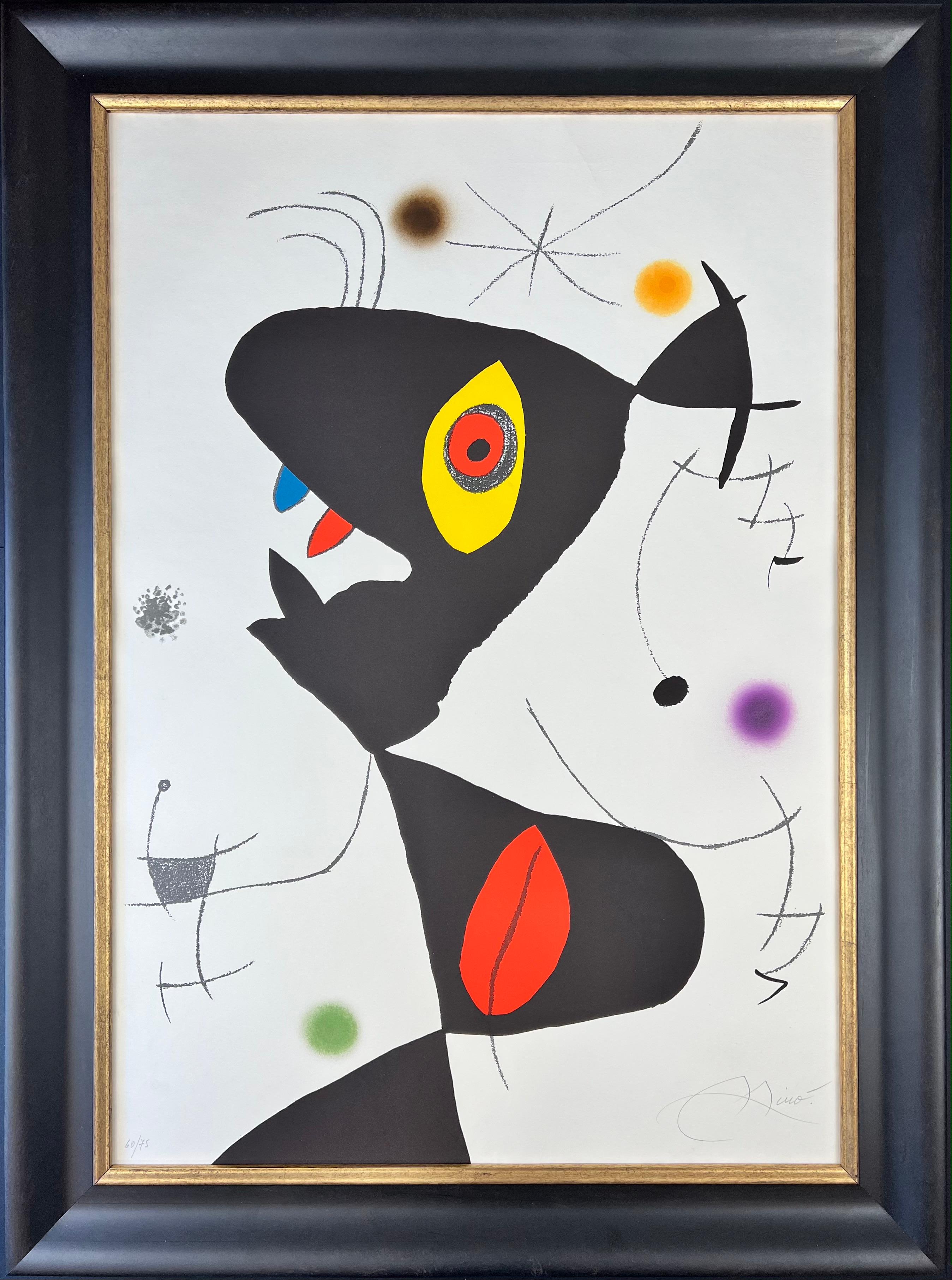 Color lithograph on Guarro paper, edited in 1973
Limited edition of 75 copies
signed in pencil by artist in lower right corner and numbered 60/75 in lower left corner
Framed size: 102,5 x 76 cm
Paper size: : 88 x 61 cm
a few scratches, overwise in