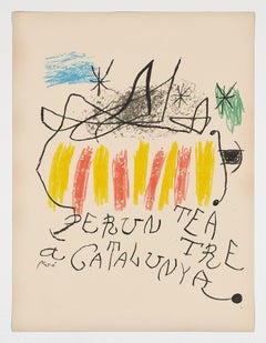Per un teatre a Catalunya 1973 cartel litografía original peso pesado Barcelona