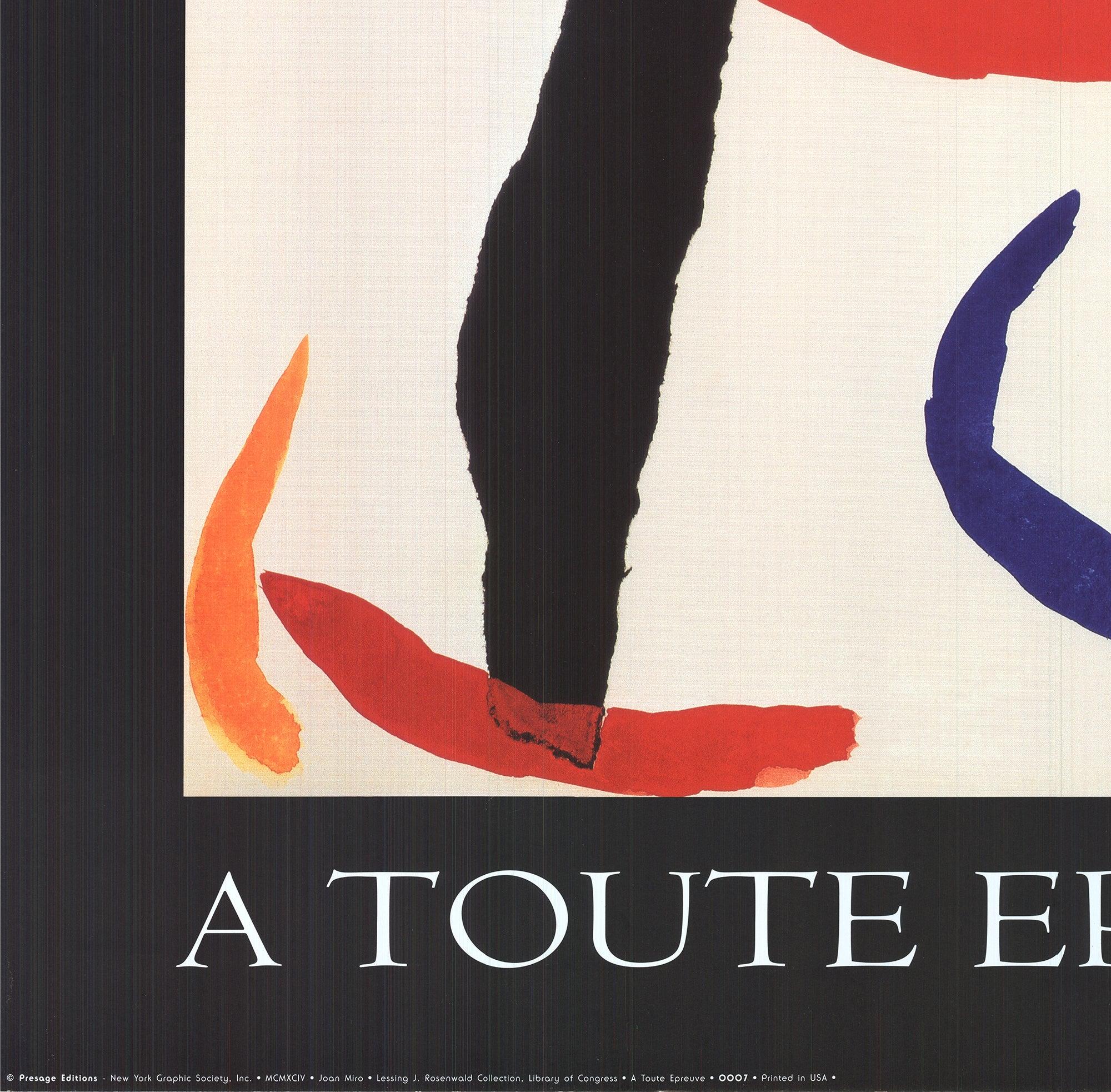 Joan Miro 'A Toute Epreuve' 1996- Offset Lithograph For Sale 2