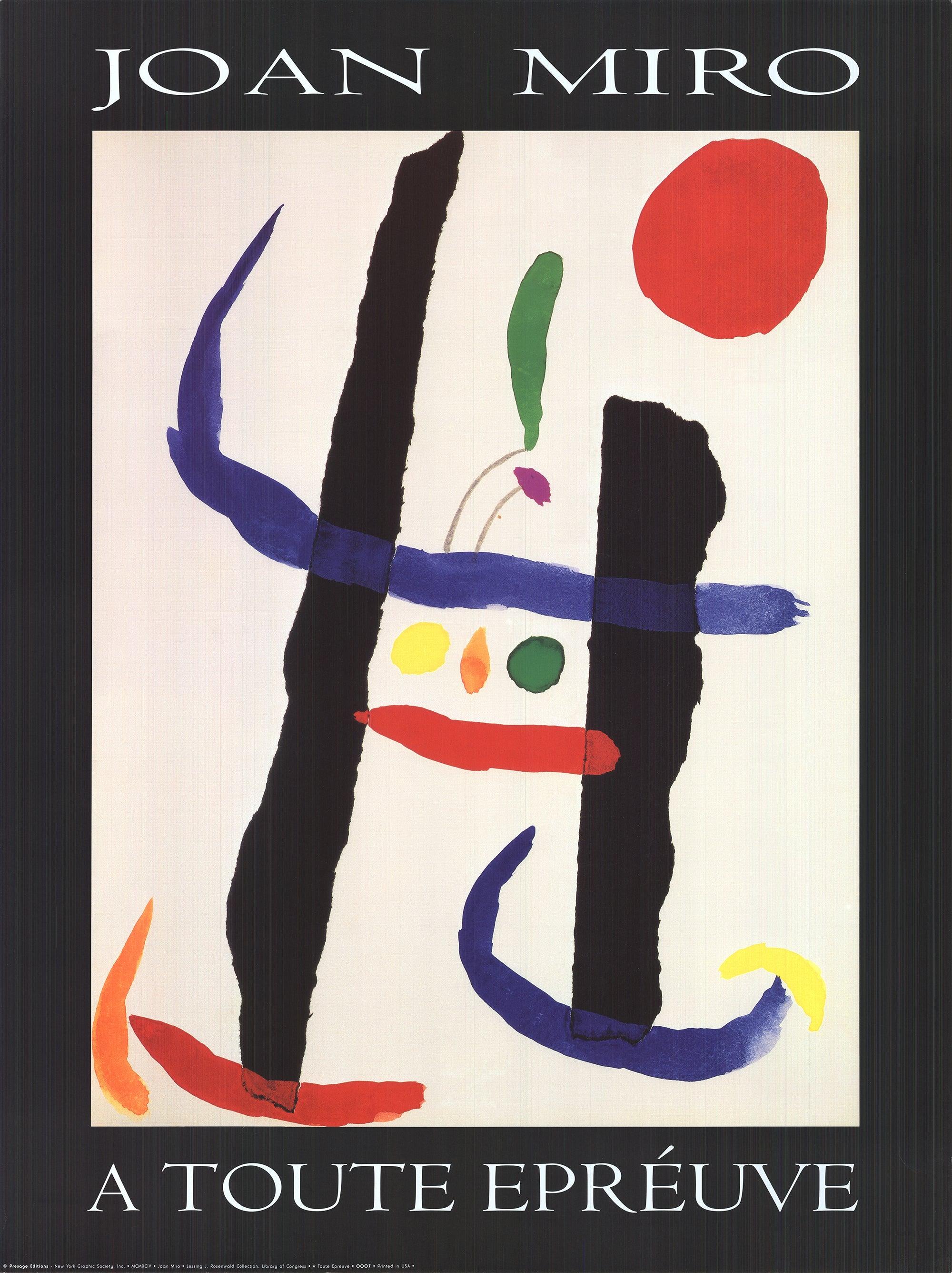 Joan Miro 'A Toute Epreuve' 1996- Offset Lithograph