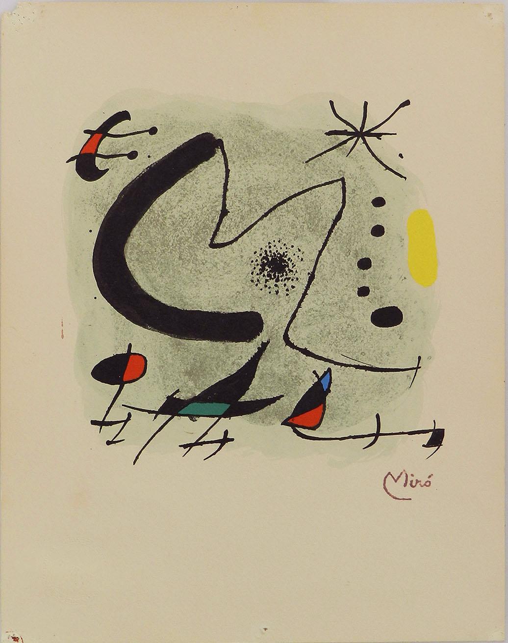 Joan Miró Abstract Print - Joan Miro Abstract M for Bolaffiarte Limited Edition Photolithograph 1972 