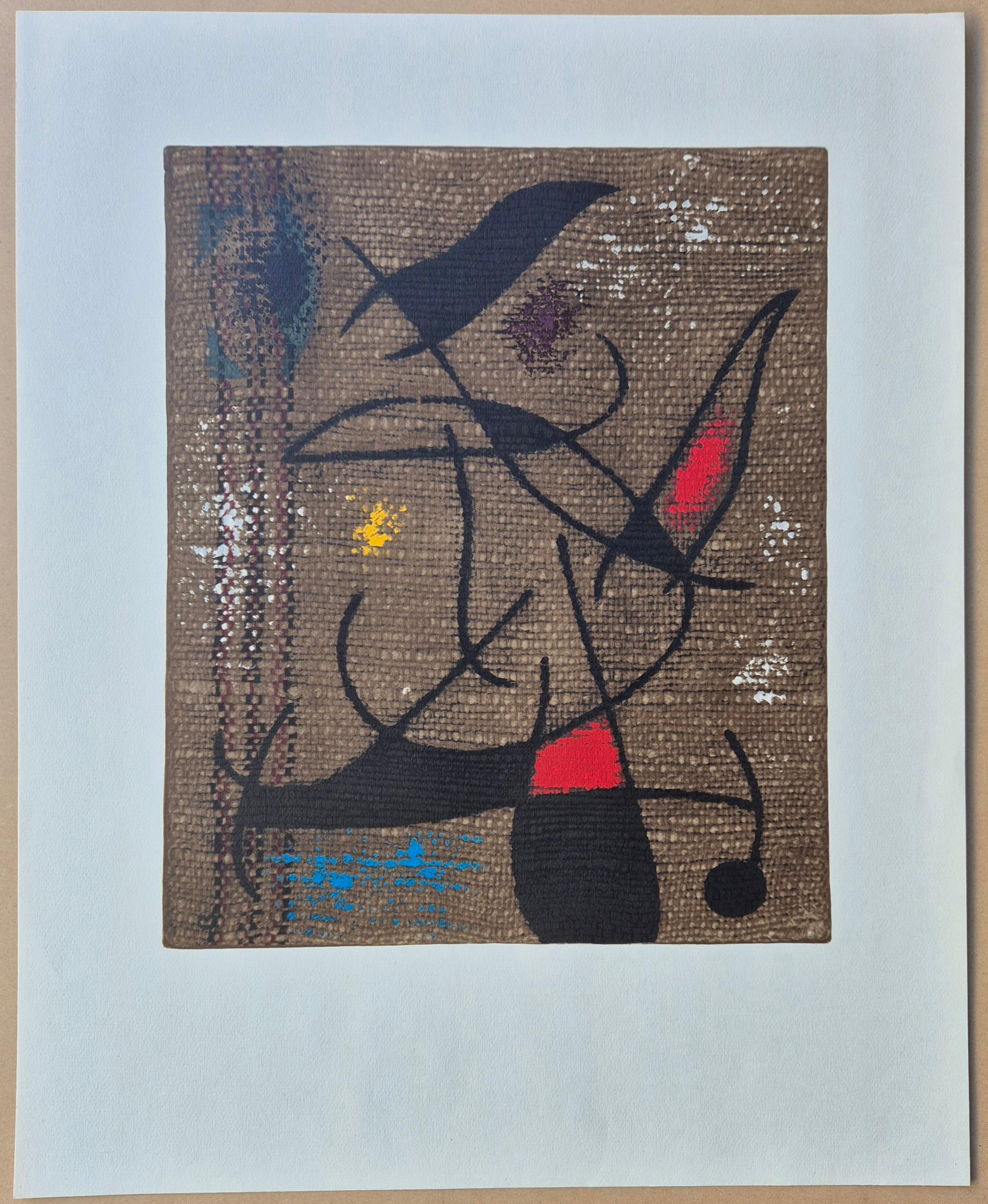 Joan Miro
FEMME ET OISEAU VIII/X, extrait du Portefeuille des femmes, 1965
Edition : 50 ; 10 HC
Taille de l'image : 47 x 38,5 cm
Taille du papier : 60 x 45 cm
Signé dans la plaque
Éditeur : Arte Adrien Maeght, Paris

Référence : n° 108 dans Cramer