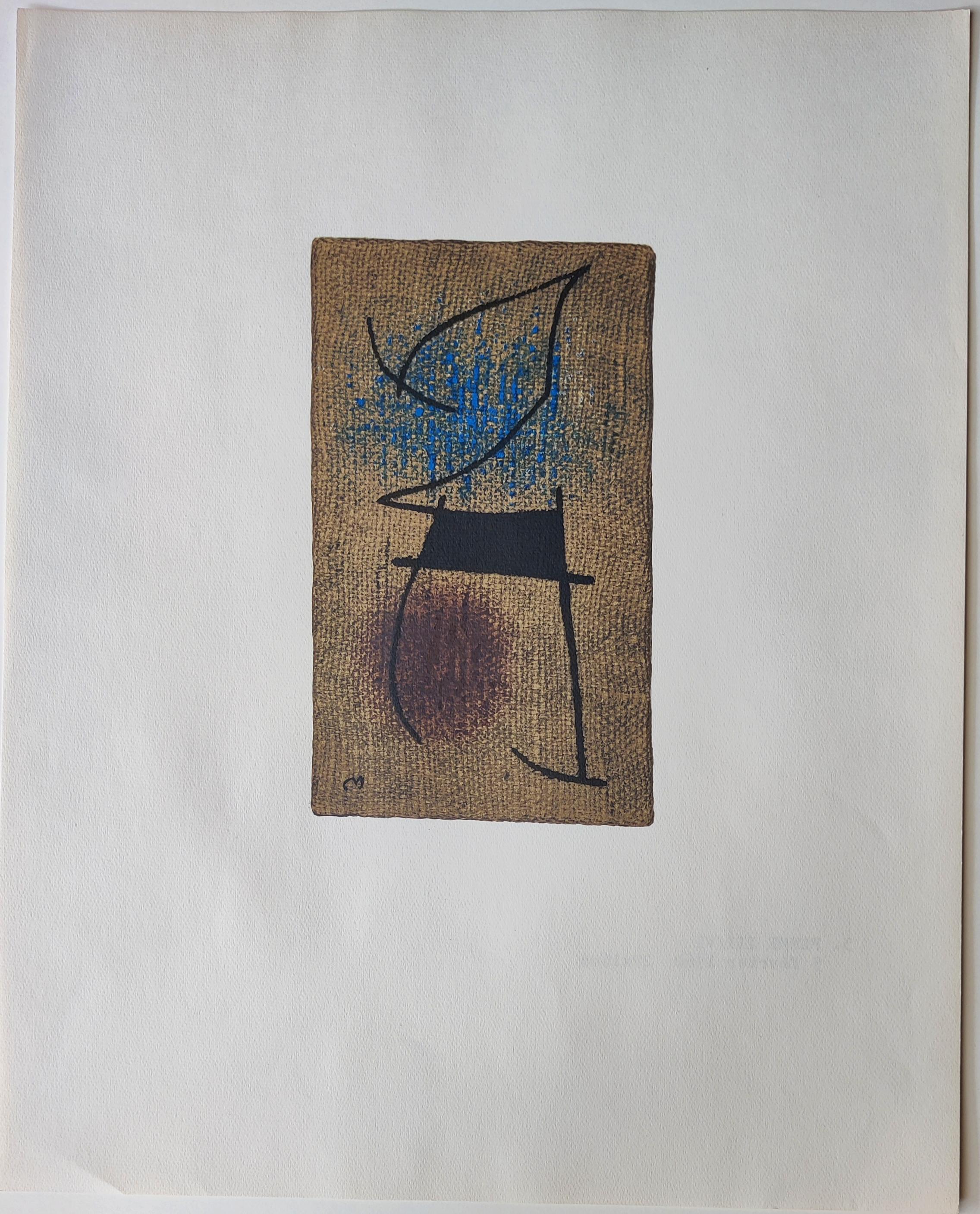Joan Miro
 FEMME III/VI, from the Femmes Portfolio, 1965
Edition: 50; 10 HC
Image size: 27 x 16 cm
Paper Size: 56 x 45 cm
Signed in the plate
Publisher: Arte Adrien Maeght, Paris

Reference: no. 107 in Cramer "Miro: The Illustrated Books"
