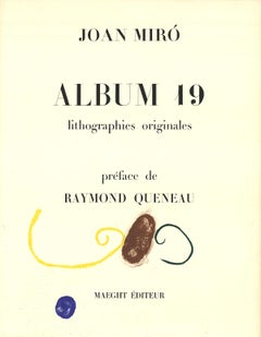 Joan Miro-Album 19-26" x 20"-Lithograph-1961-Surrealism-Blue, Yellow, Brown