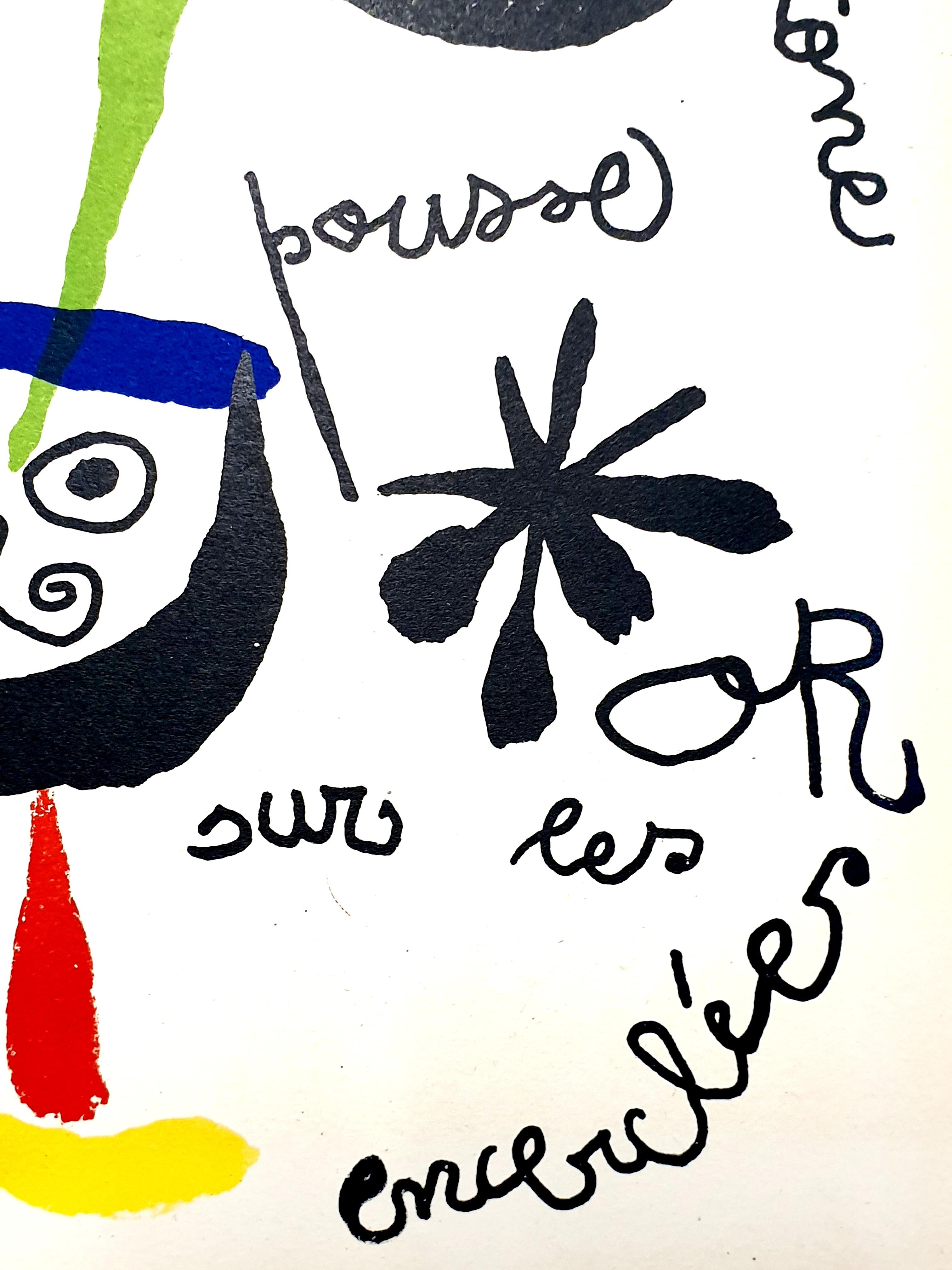 Joan Miro - Vogel - Bunte Lithographie von XXeme Siecle (Beige), Still-Life Print, von Joan Miró
