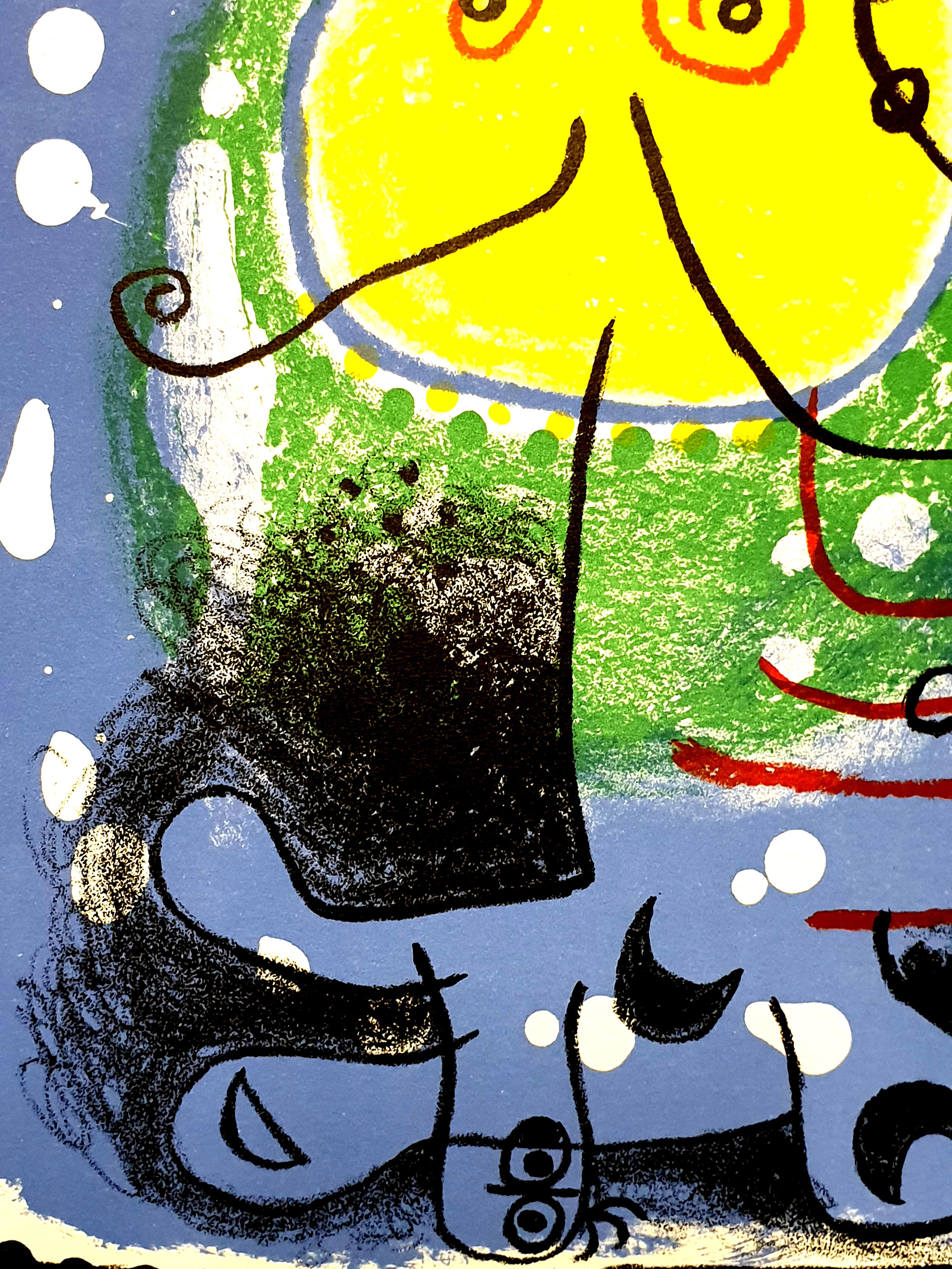 Joan Miro - Blue Figure - Original Colorful Lithograph - Print by Joan Miró