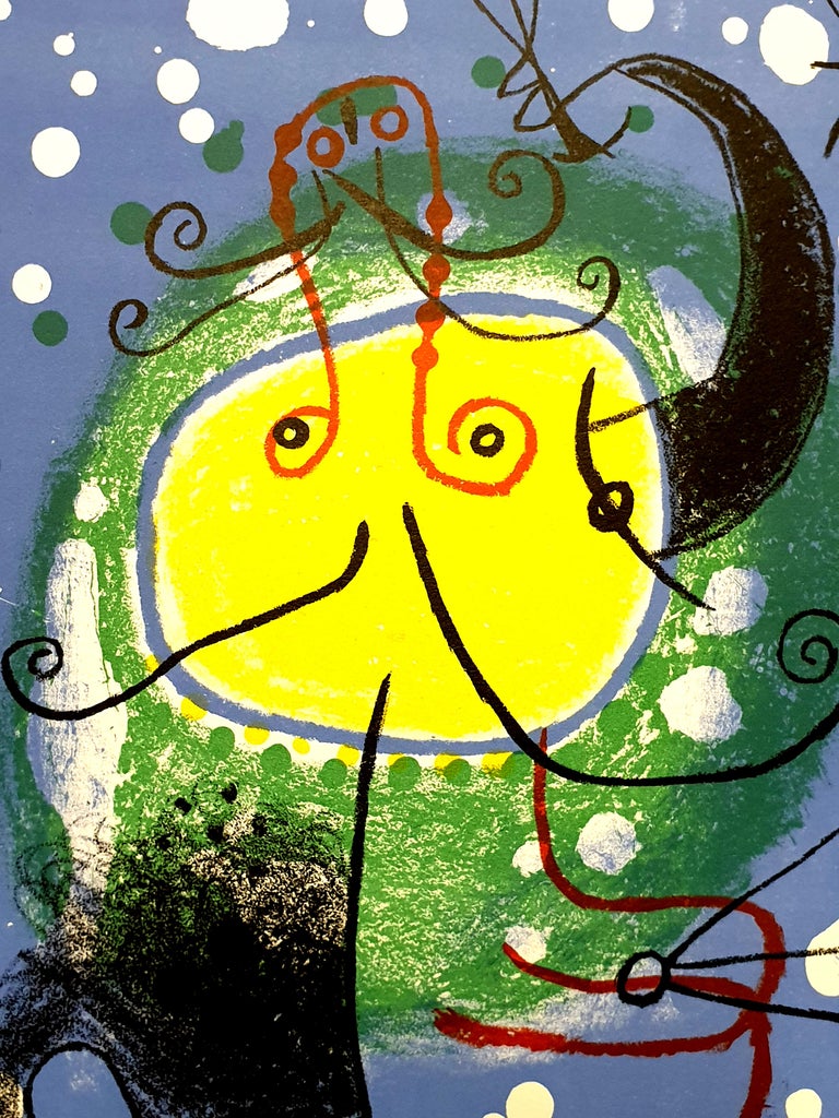 Joan Miro - Blue Figure - Original Colorful Lithograph 1
