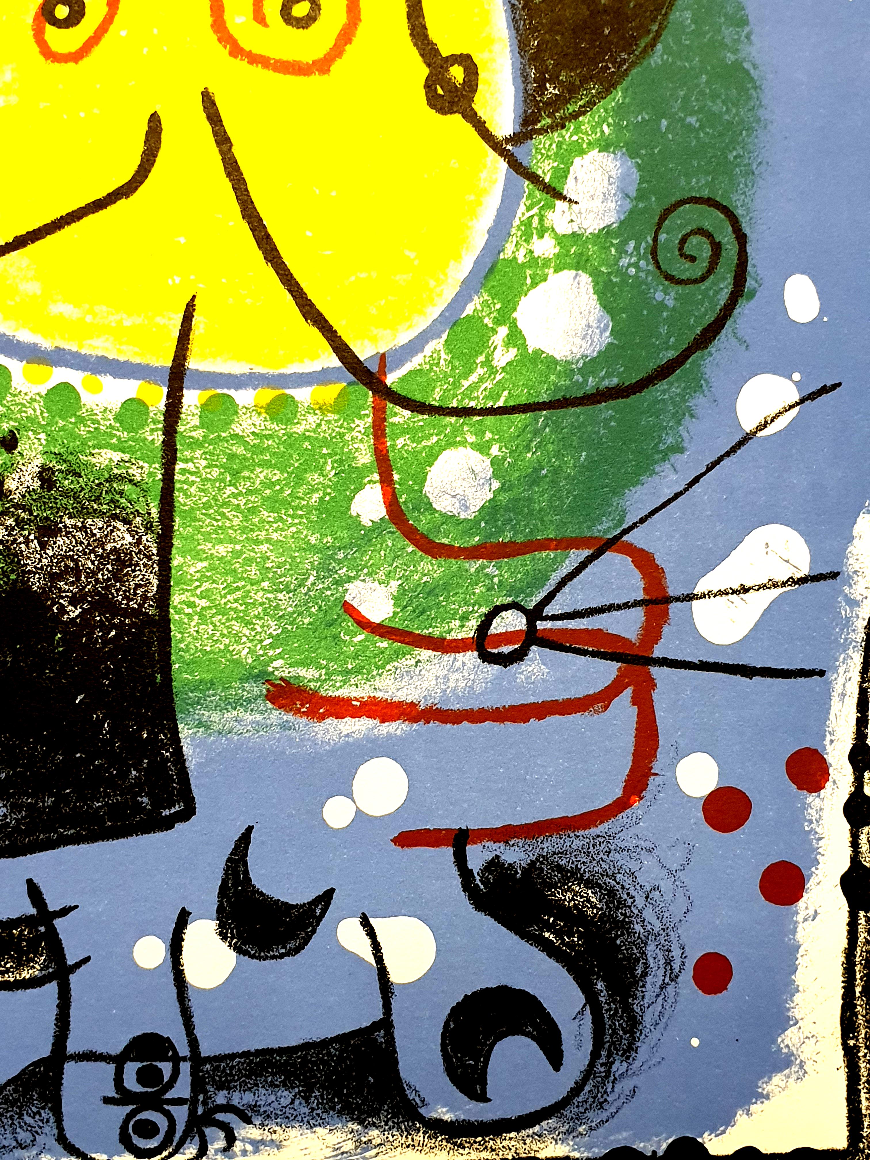 Joan Miro - Blue Figure - Original Colorful Lithograph 1