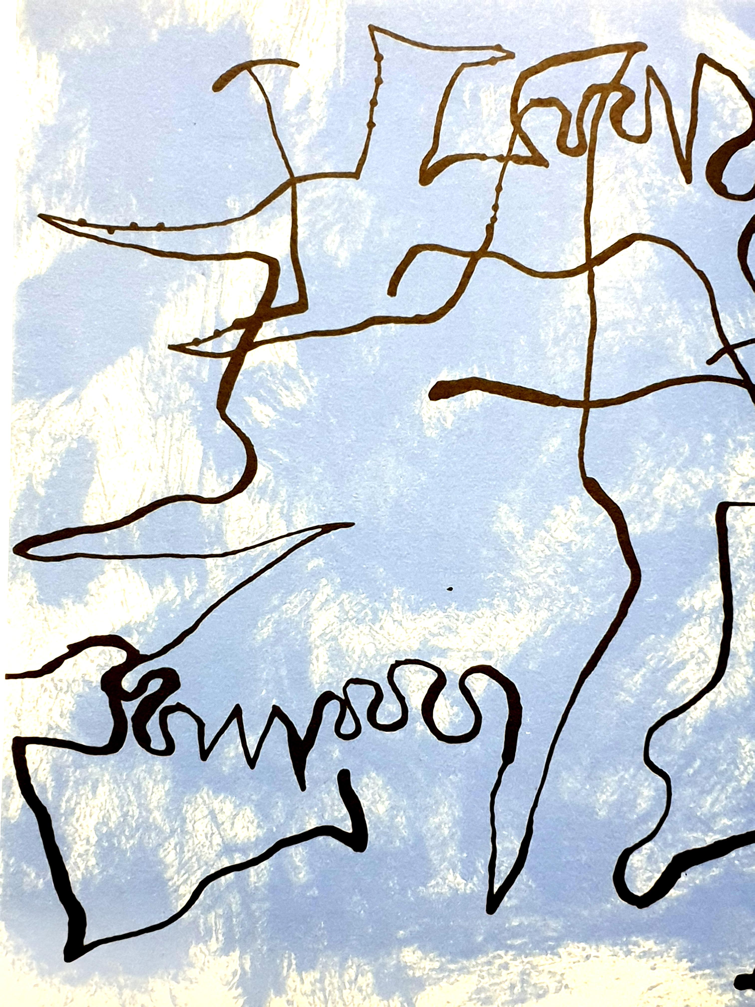 Joan Miro - Blue Maze - Lithographie originale - Bleu Abstract Print par Joan Miró