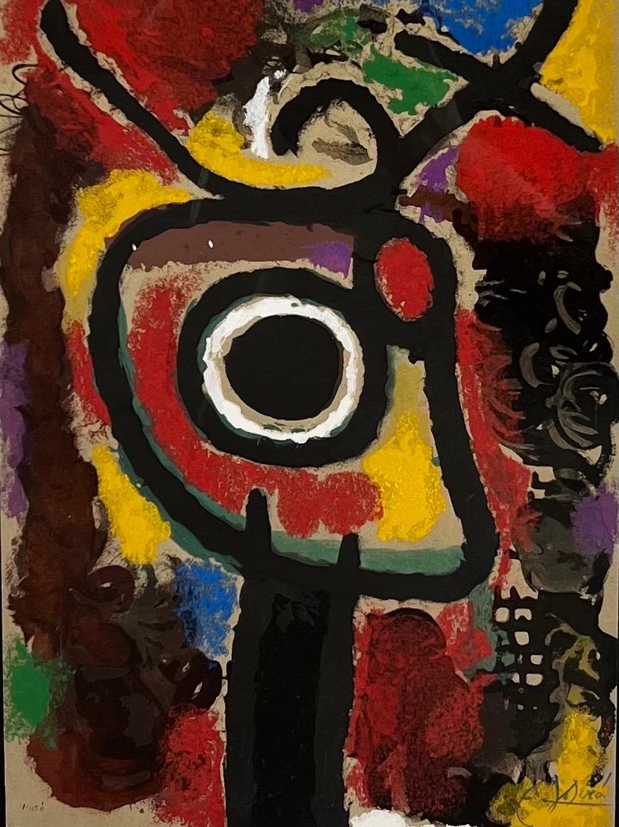 Joan Miro Cartones 25: Personnage et Oiseau Lithographie, signiert & gerahmt – Print von Joan Miró