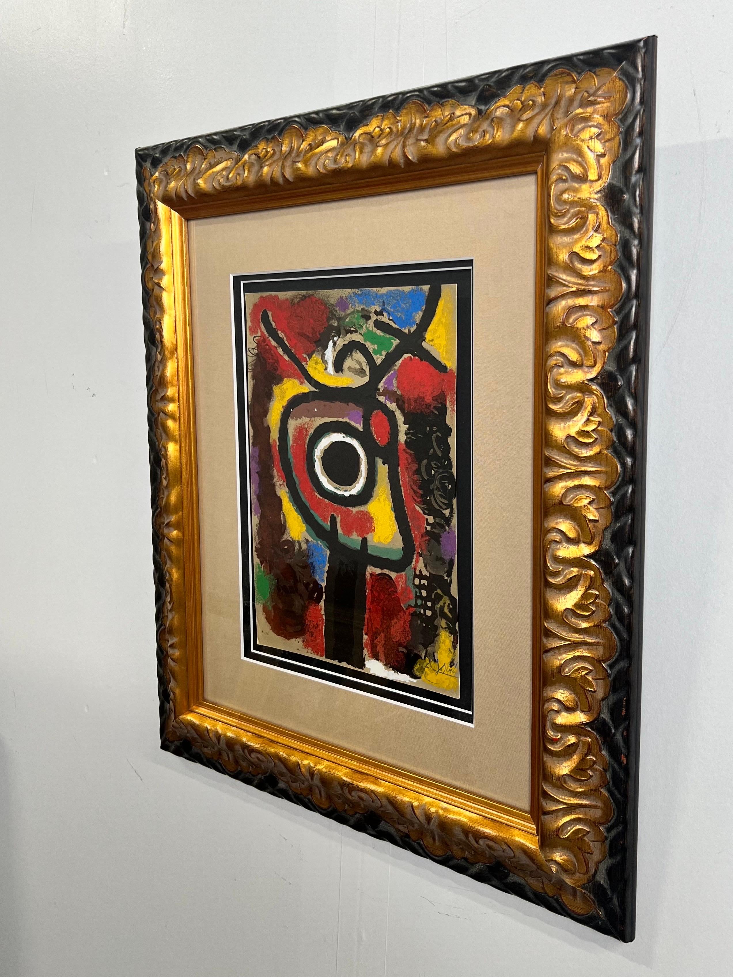 Joan Miro Cartones 25: Personnage et Oiseau Lithographie, signiert & gerahmt im Angebot 1