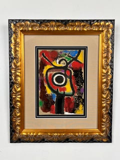 Joan Miro Cartones 25: Personnage et Oiseau Lithographie, signiert & gerahmt