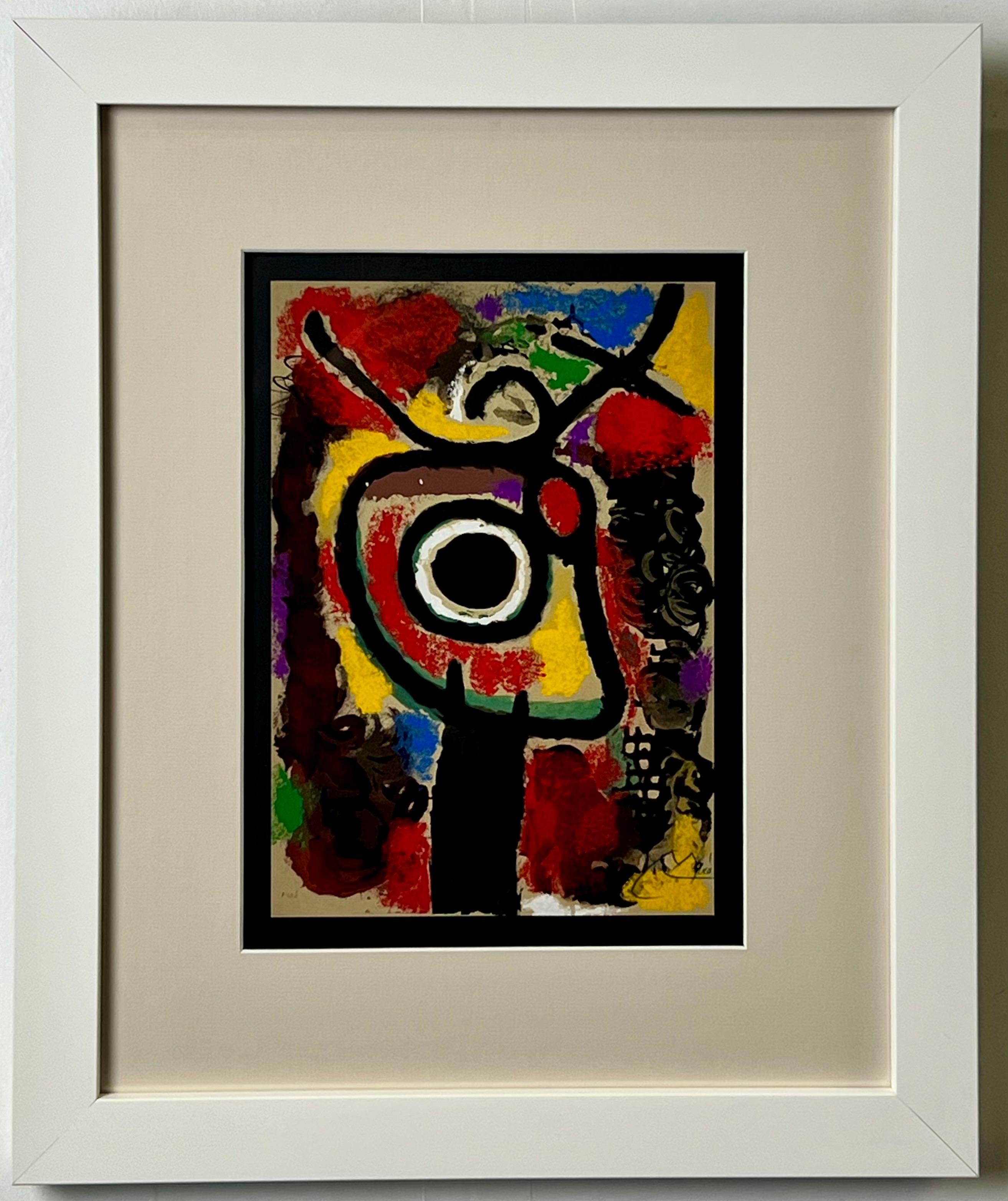 Joan Miro "Cartones" Lithographie couleur originale signée à la main et encadrée, 1965