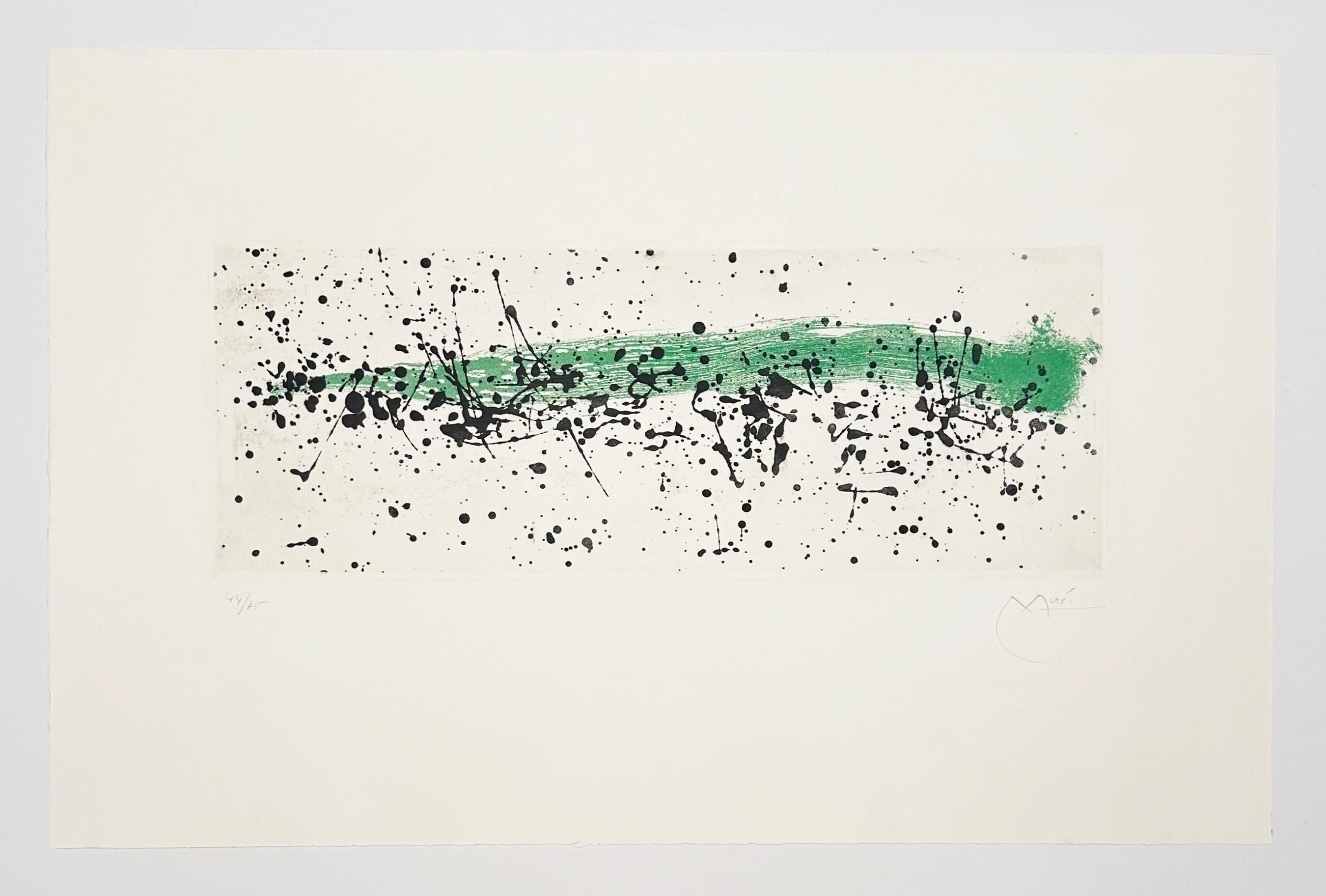 Joan Miro Color Aquatint, Signed, Abstract Style, 1962, Ouvrage du Vent I
