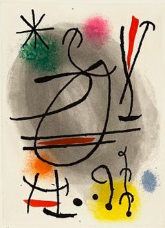 Joan Miro Color Etching, Signed, Abstract Style, 1978, Caillou