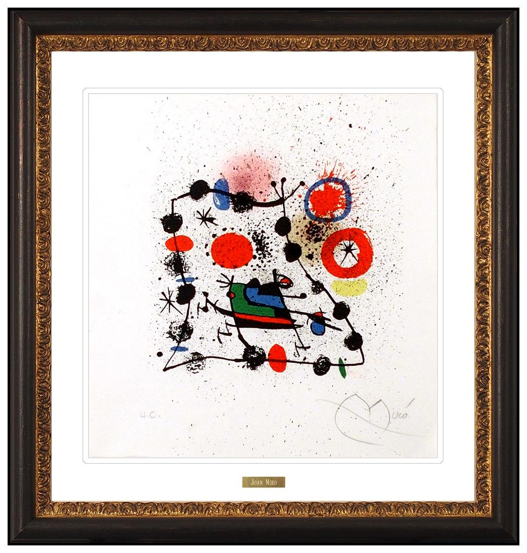 Joan Miró Figurative Print - Joan Miro Color Lithograph Hand Signed Abstract Modern Sala Pelaires Palma Art