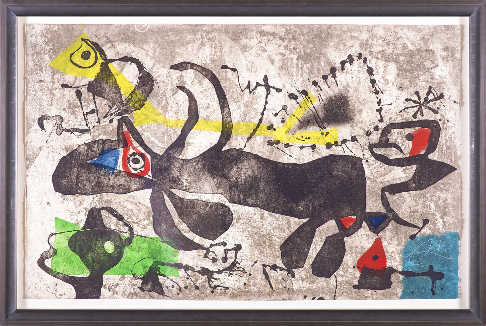 Els Gossos IV, etching, aquatint & carborundum in colors, signed - Print by Joan Miró