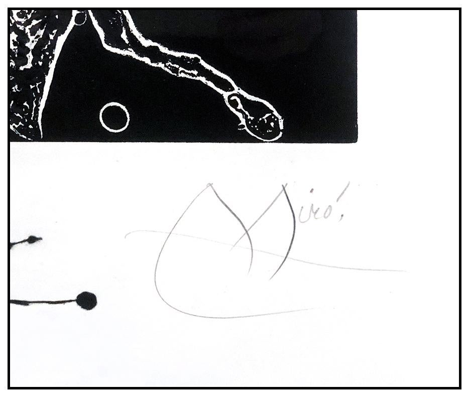 Joan Miro Espriu Etching Aquatint Carborundum Large Hand Signed Original Artwork - Black Abstract Print by Joan Miró