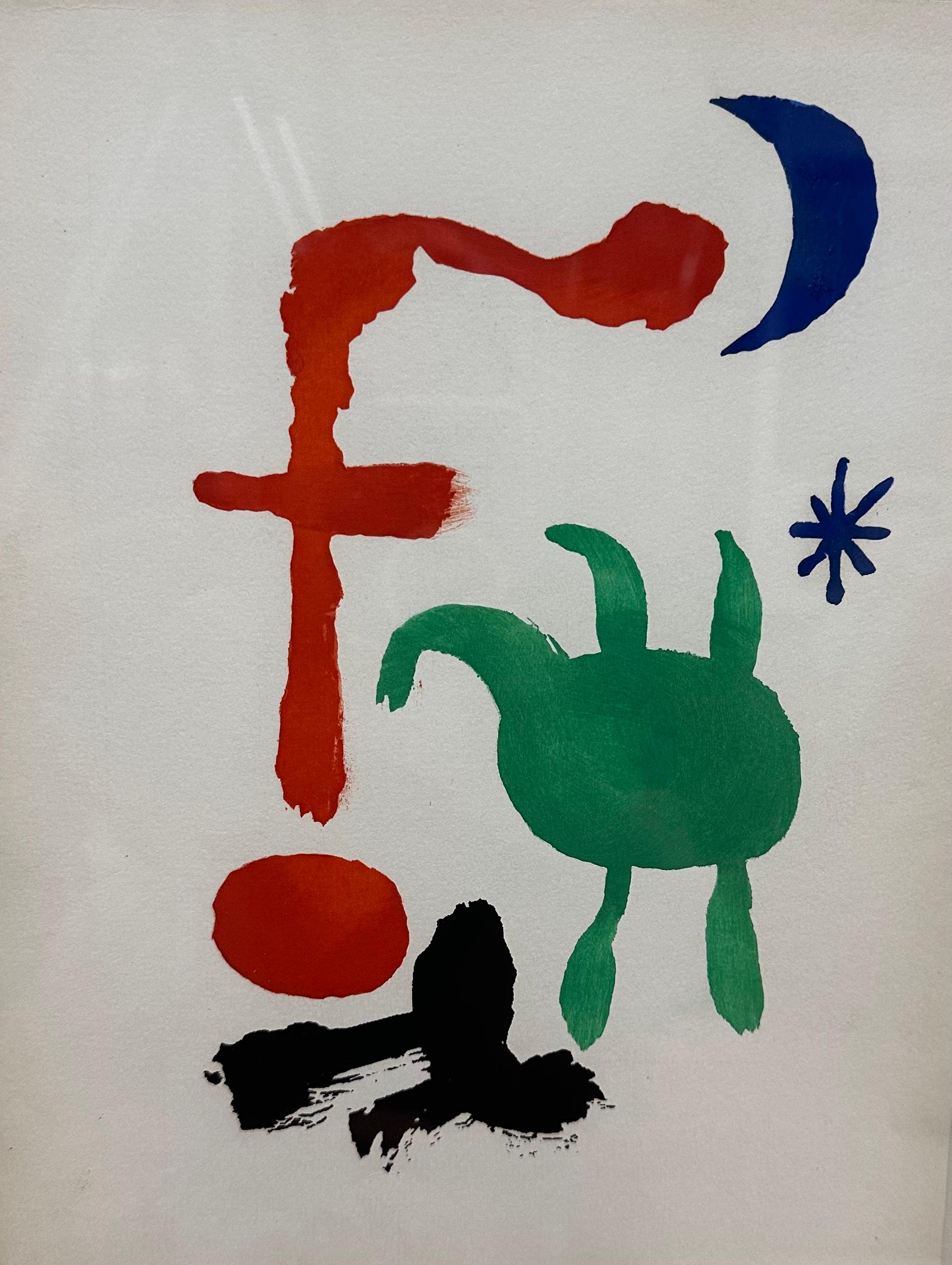 Joan Miró, ""Femme et Oiseaux dans la Nuit" " original pochoir