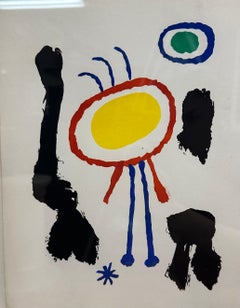 Joan Miró, "Femmes et Oiseaux devant la Lune"  original pochoir