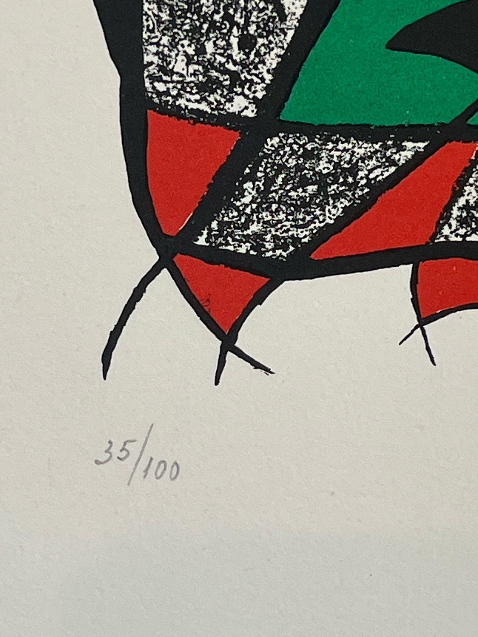 Lithograph, 1974
Handsigned by the artist in pencil and numbered 35/100
Publisher : Galerie Börjeson (Malmö)
Printer : La Poligrafa, S.A. (Barcelone)
Catalog : [Maeght 938 p. 75 ; Cramer 209]
35.00 cm. x 52.00 cm.  13.78 in. x 20.47 in.